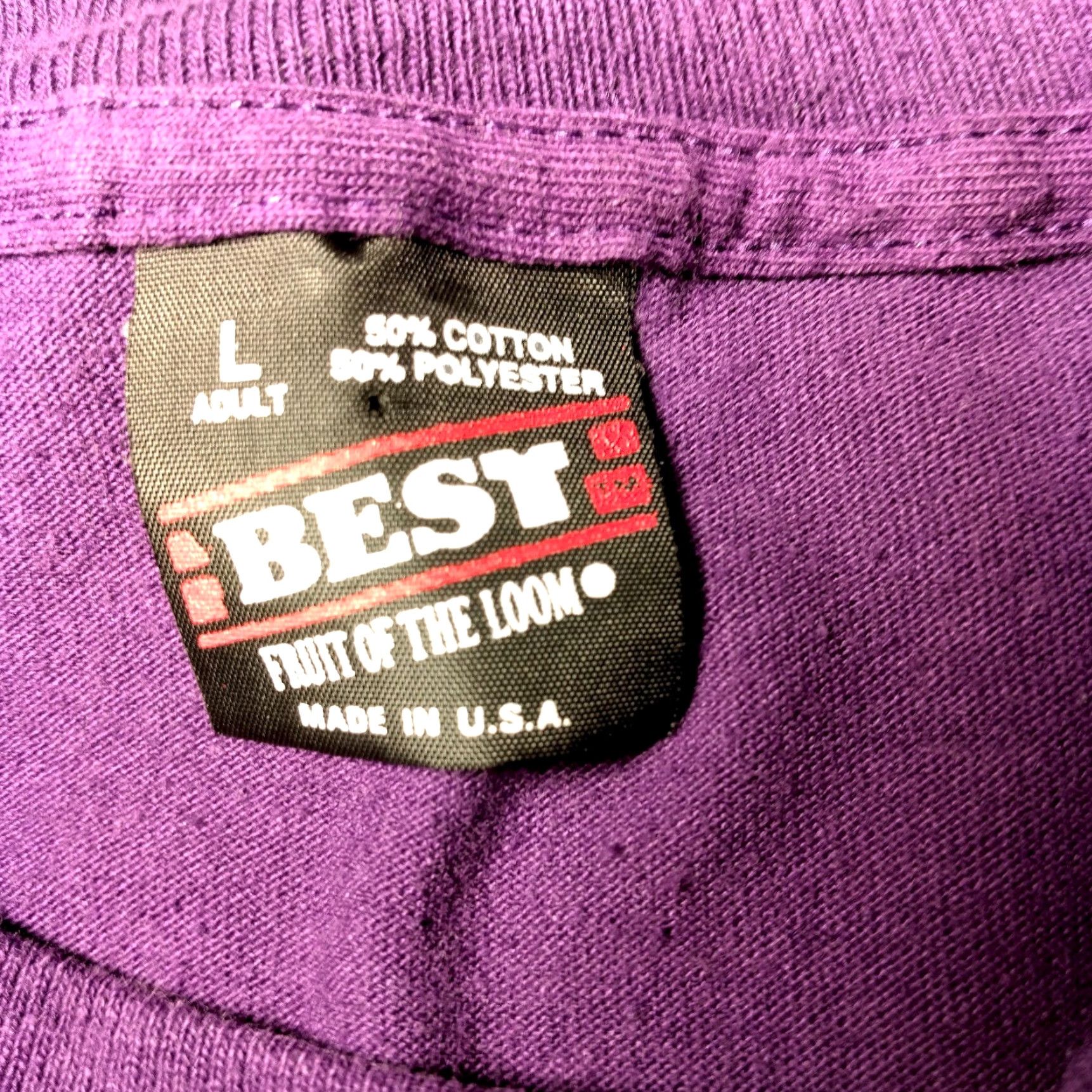 Fruit Of The Loom VINTAGE Fruit of the Loom Best Western T-Shirt Large Purple Glitter Cowgirl Cowboy Single Stitch Size US L / EU 52-54 / 3 - 4 Thumbnail