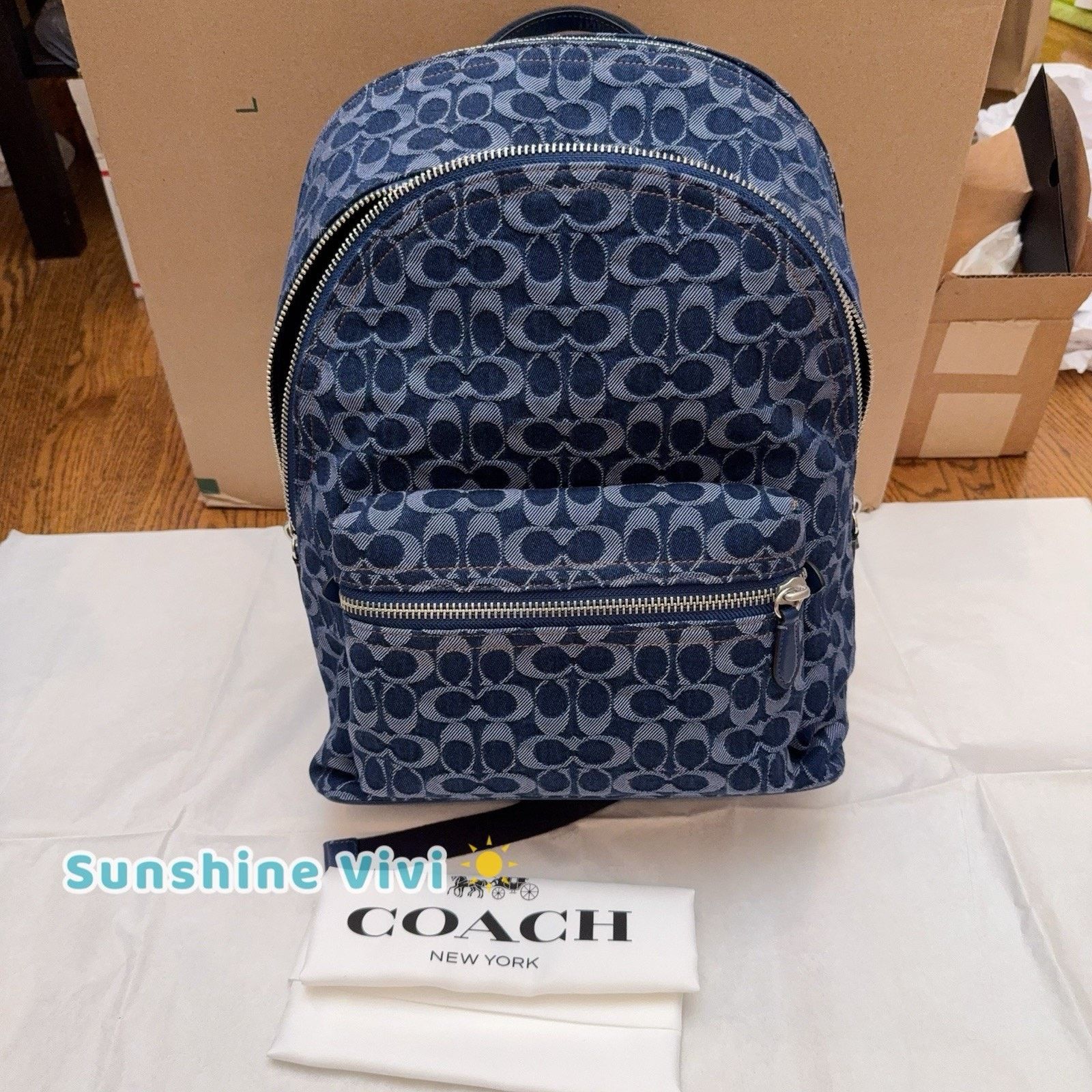 Coach NWT Coach Charter Backpack Denim CAJ71 refined calf leather Size ONE SIZE - 7 Thumbnail