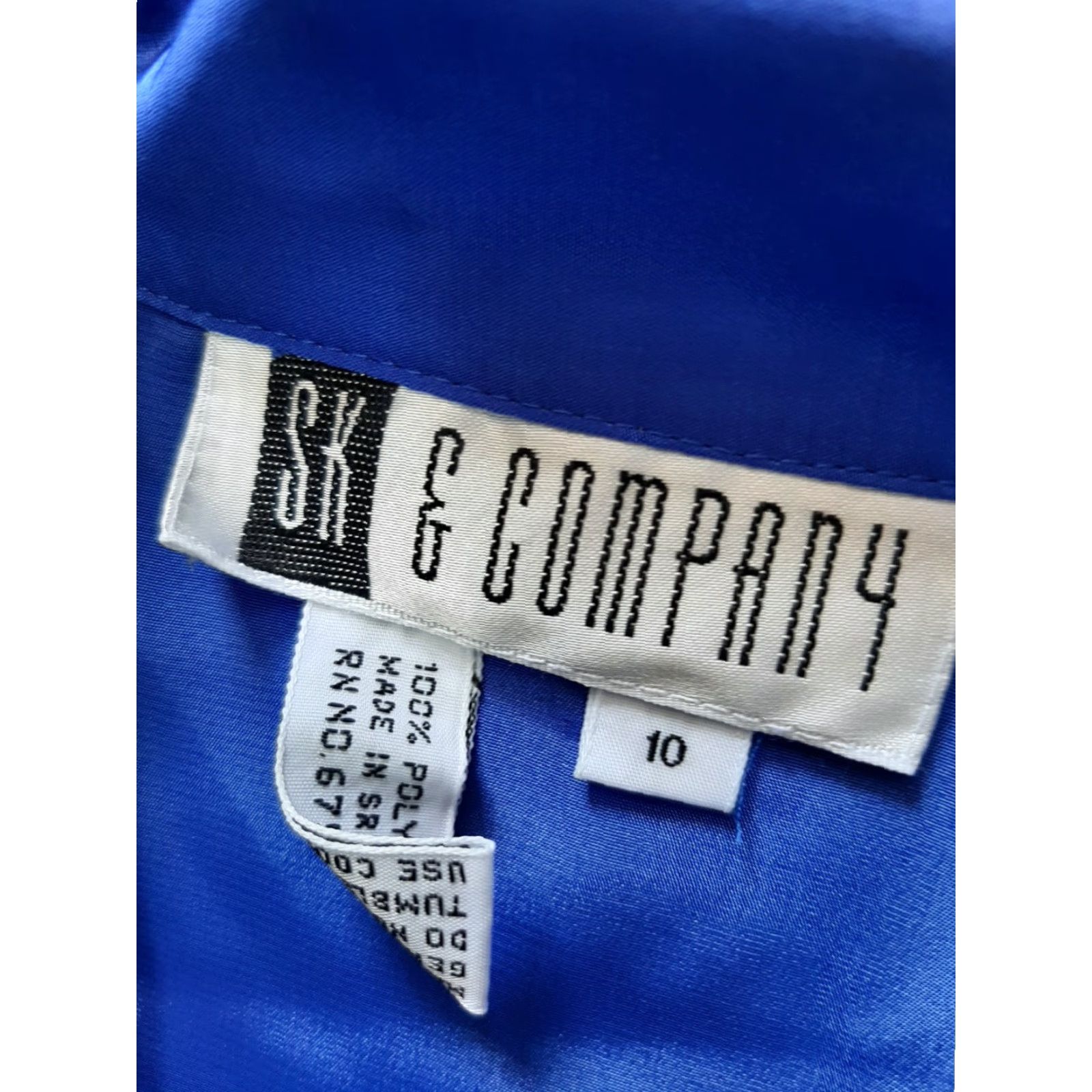 Vintage Womens Blouse SK and Company Button-Up Size 10 Blue Pockets Crew Neck Cropped Button-Up (Regular) Womens Size L / US 10 / IT 46 - 2 Thumbnail