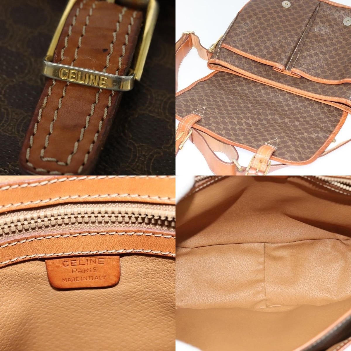 Celine CELINE Macadam Canvas Shoulder Bag Pvc Leather Brown Gold Size ONE SIZE - 11 Thumbnail