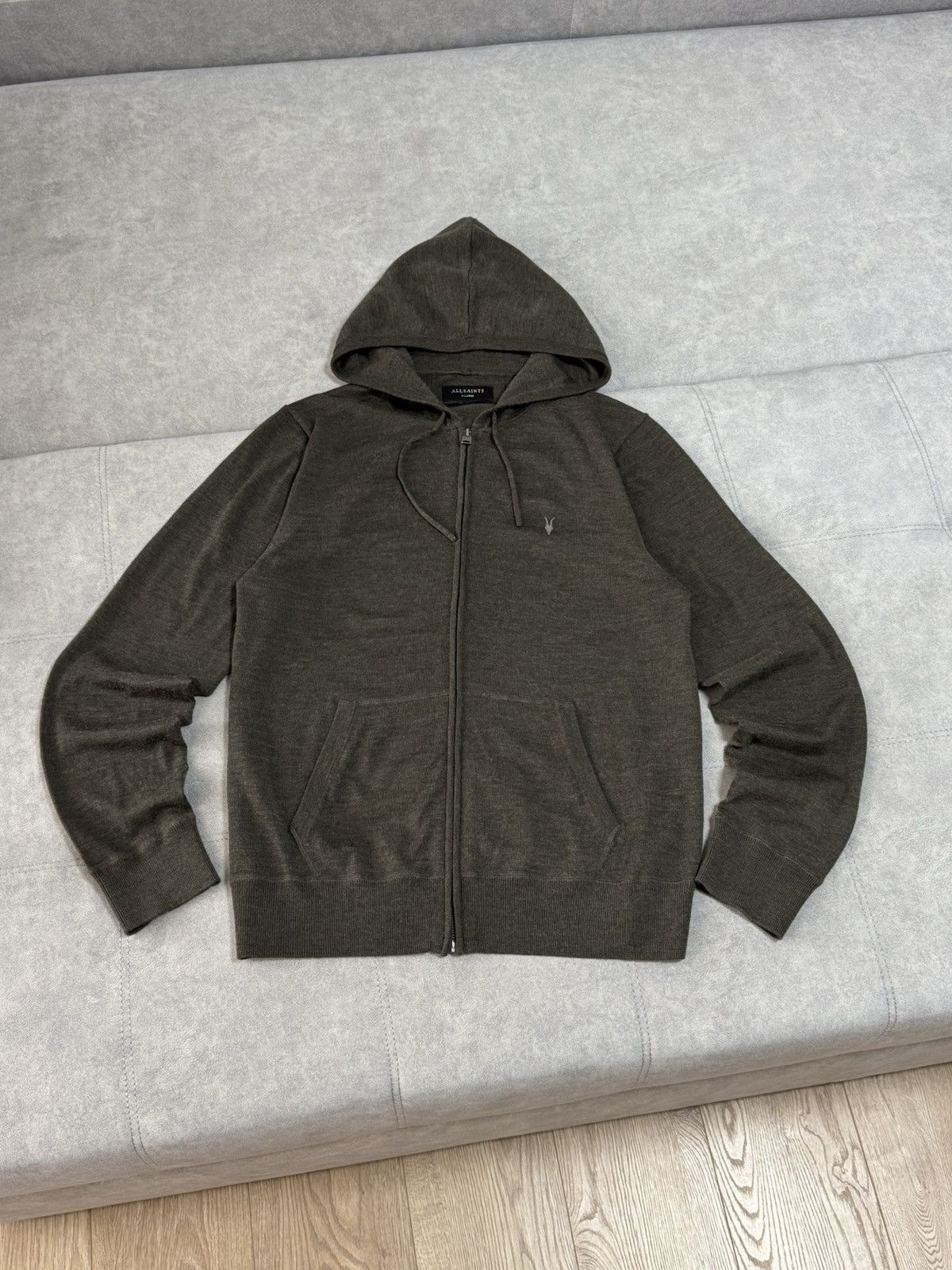 Allsaints × Vintage Vintage Allsaints wool green military zip hoodie size XL Size US XL / EU 56 / 4 - 2 Thumbnail
