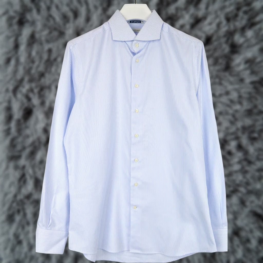 Suitsupply SUITSUPPLY Formal Shirt Men's Extra Slim Fit Blue Pinstripe Dress 43/17 Size 46R - 1 Thumbnail
