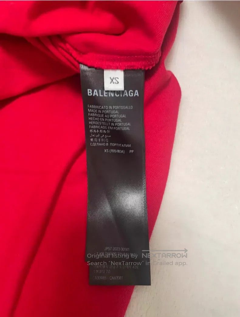 Balenciaga Balenciaga Red Letter Embroidered Ripped Short Sleeve T-Sh Size US XS / EU 42 / 0 - 7 Thumbnail