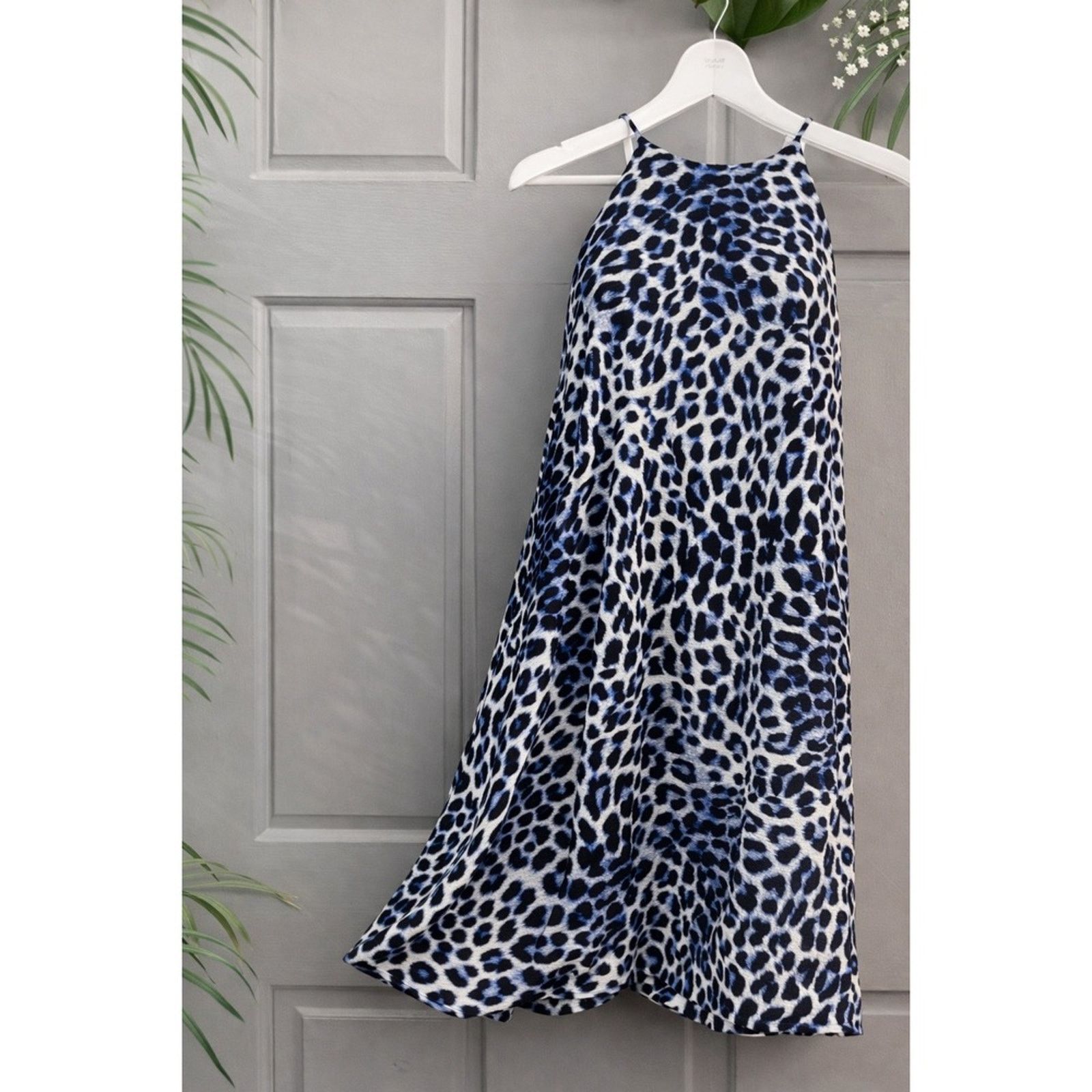 Vince Camuto Vince Camuto Blue Leopard Halter Mini Dress XS Animal Print Size XS / US 0-2 / IT 36-38 - 1 Thumbnail