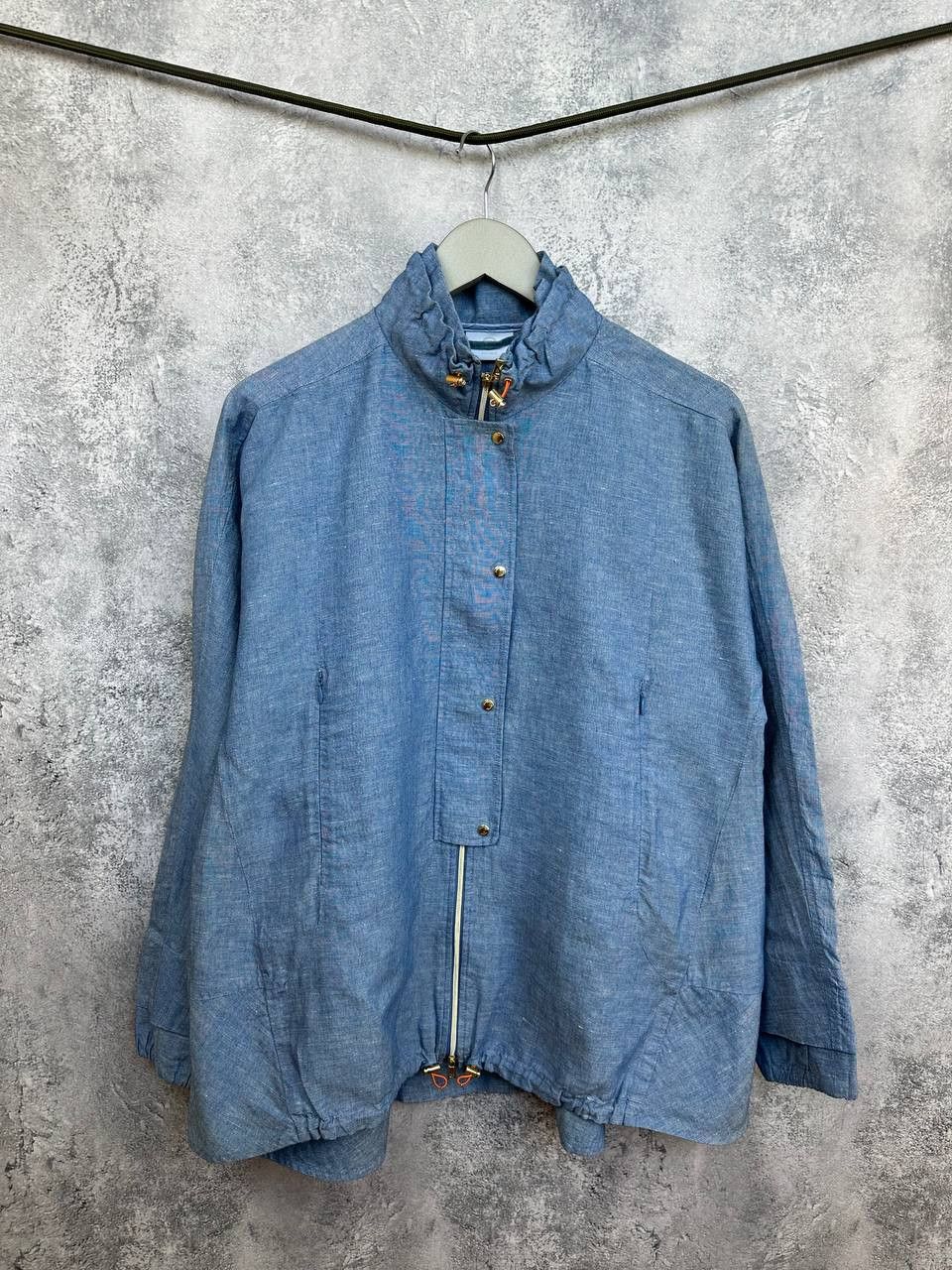 Bogner Bogner Linen Blend Lightweight Jacket Blue High Neck Zip Up Size S / US 4 / IT 40 - 1 Thumbnail