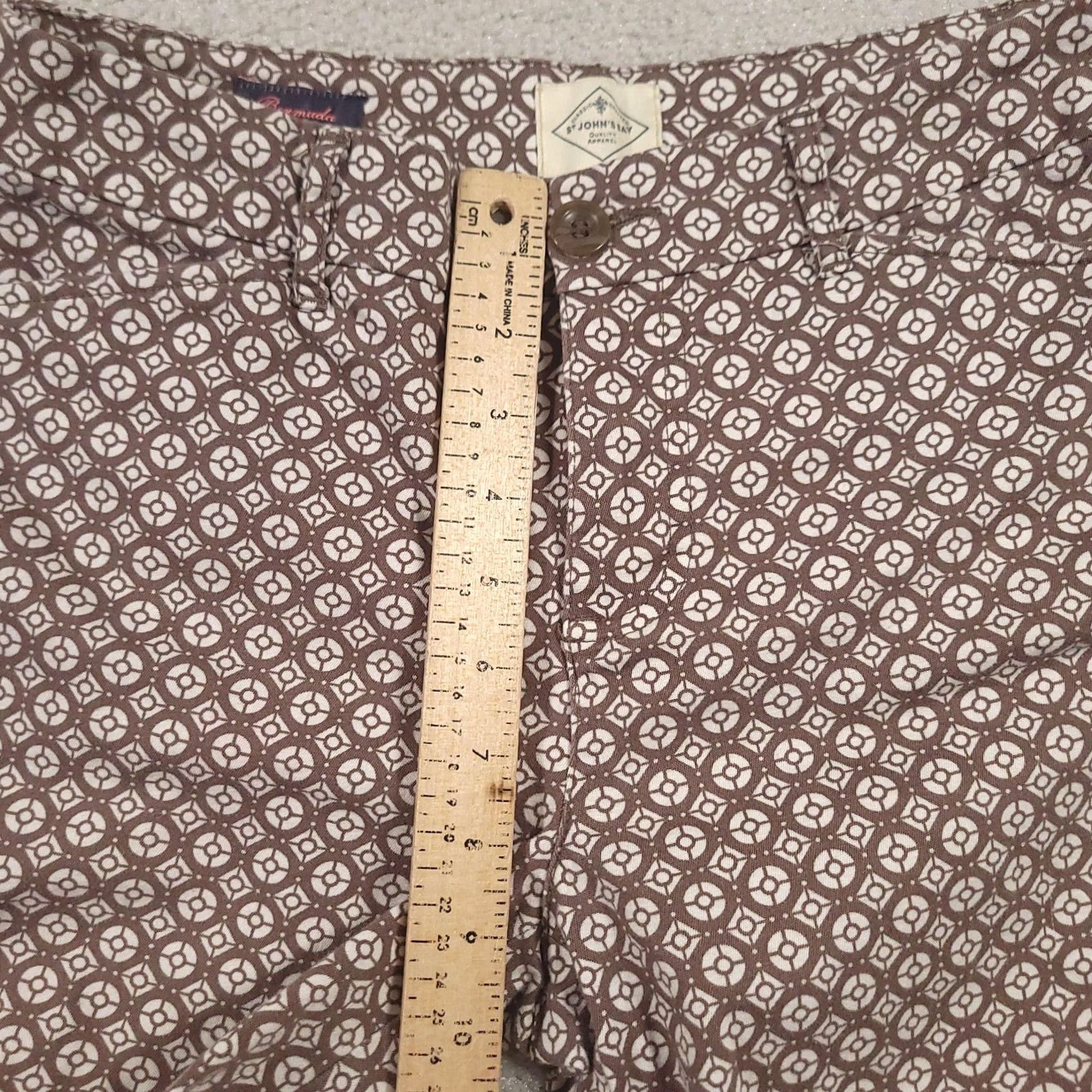 Vintage St. Johns Bay Shorts Bermuda Womens 6 Brown White Geometric Patterned Cotton Spandex Casual Size 28" / US 6 / IT 42 - 5 Thumbnail