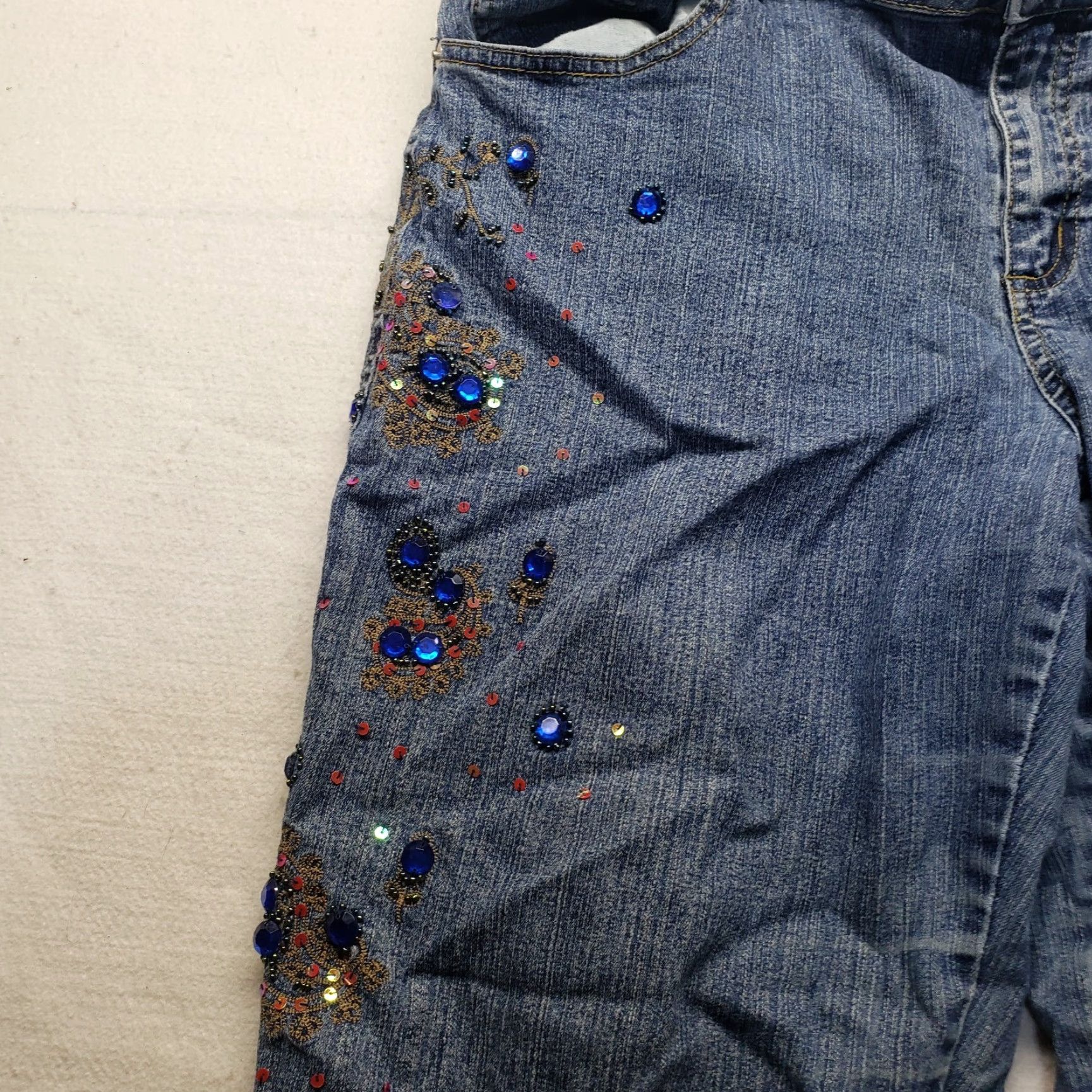Denime metrostyle Jeans Stretch Blue Denim Pants Bling Ramie Cotton Adult Women's 14 Size 36" / US 14 / IT 50 - 2 Thumbnail