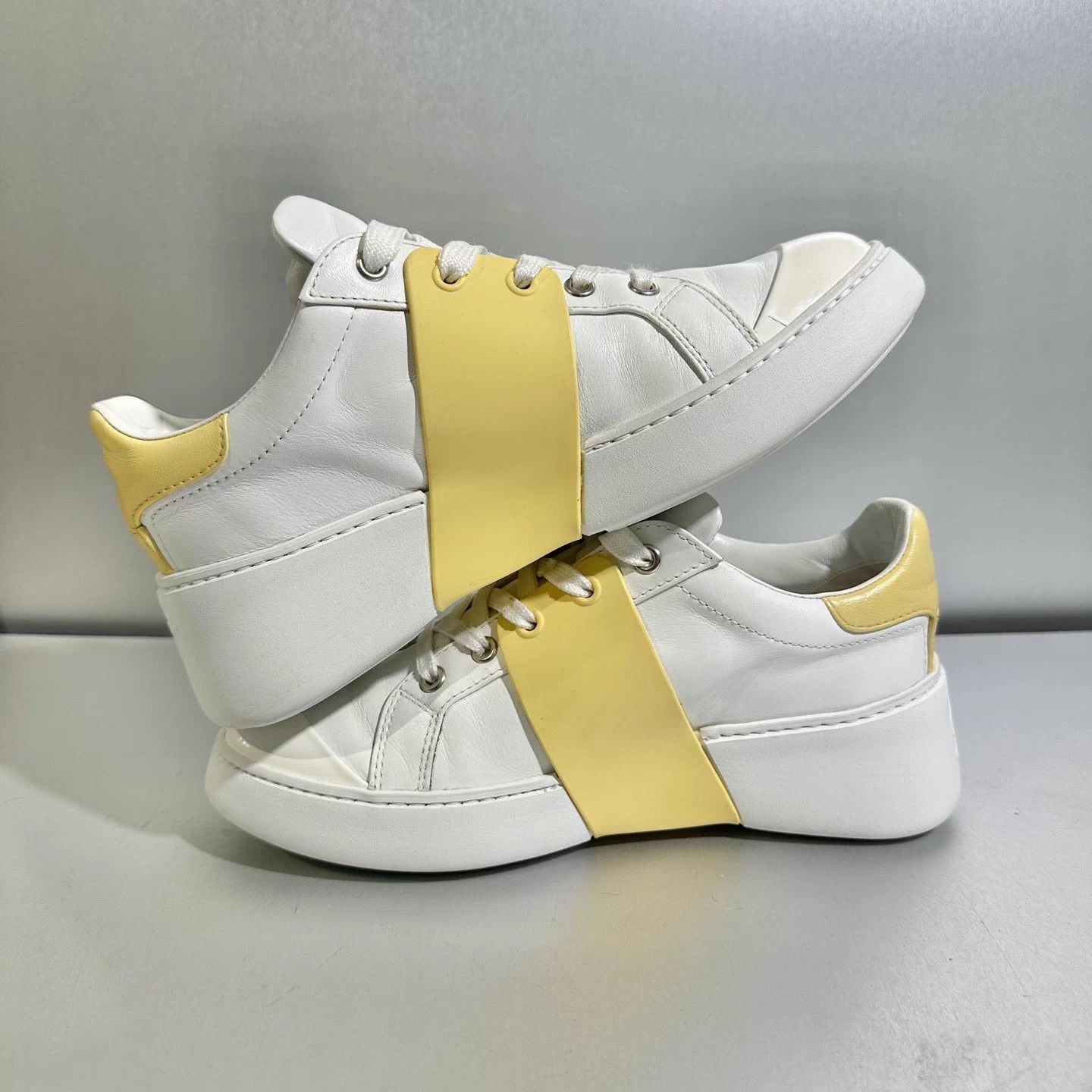Roger Vivier Roger Vivier white & yellow crystal buckle sneakers 36 Size US 5 / IT 35 - 4 Thumbnail
