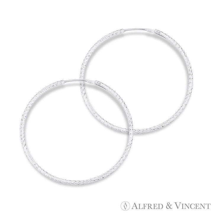 Other Diamond-Cut Pave Tube Hoop Earrings in .925 Sterling Silver Size ONE SIZE - 1 Preview