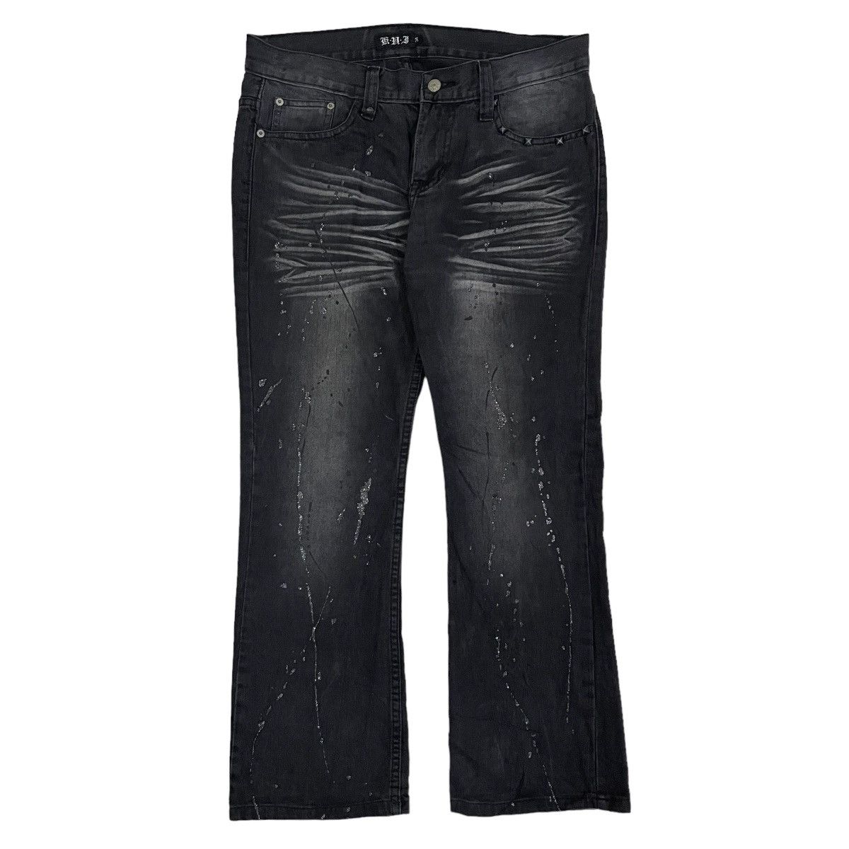 If Six Was Nine Vintage Y2K Flared Rare Faded Splatter Paint Design Size US 28 / EU 44 - 2 Thumbnail