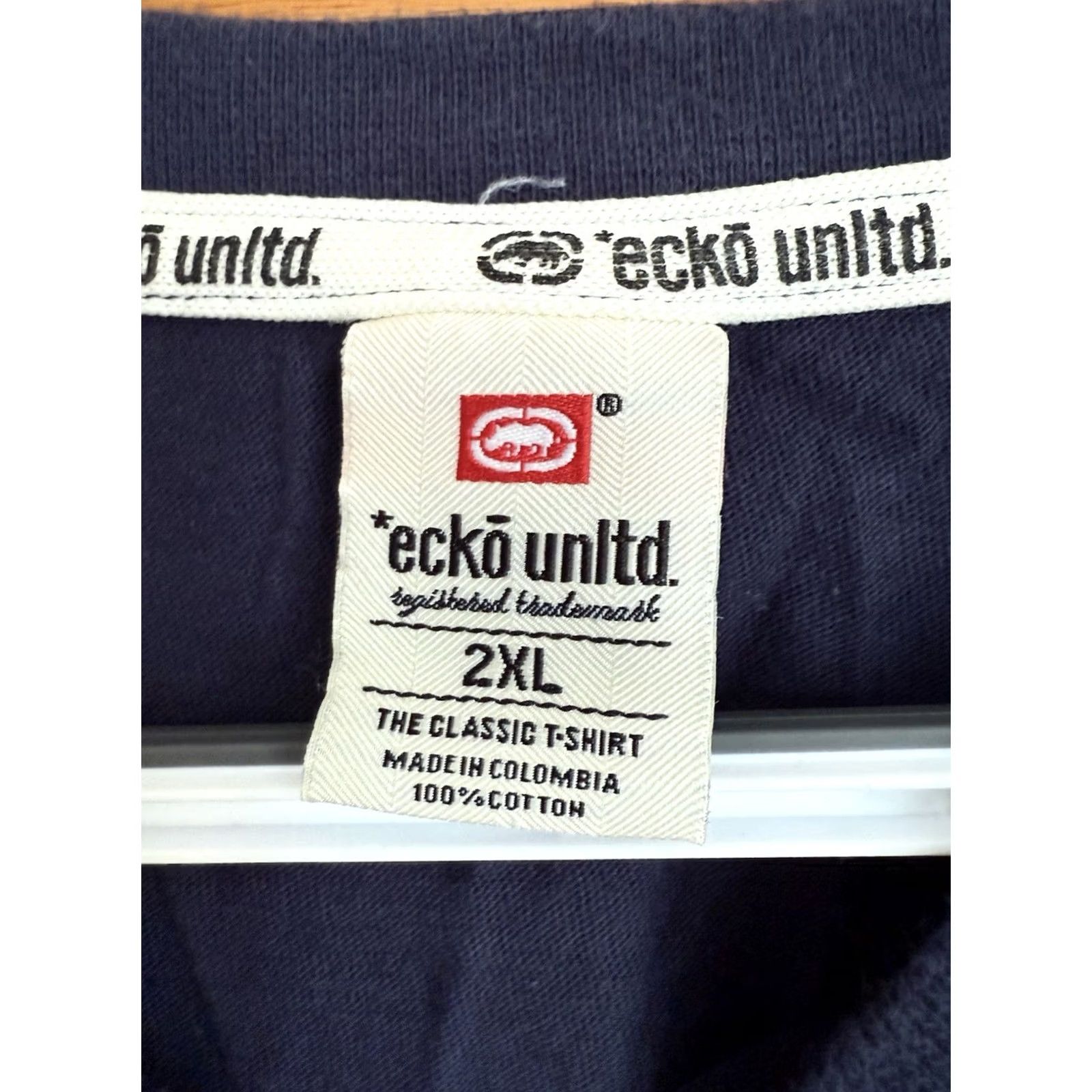 Ecko Unltd. VINTAGE Ecko Unltd. 2XL Short Sleeve T-Shirt Navy Blue Rhino Graphic Print Crew Neck Mens 90s Crown Summer, Spring, Fall Size US XXL / EU 58 / 5 - 4 Thumbnail