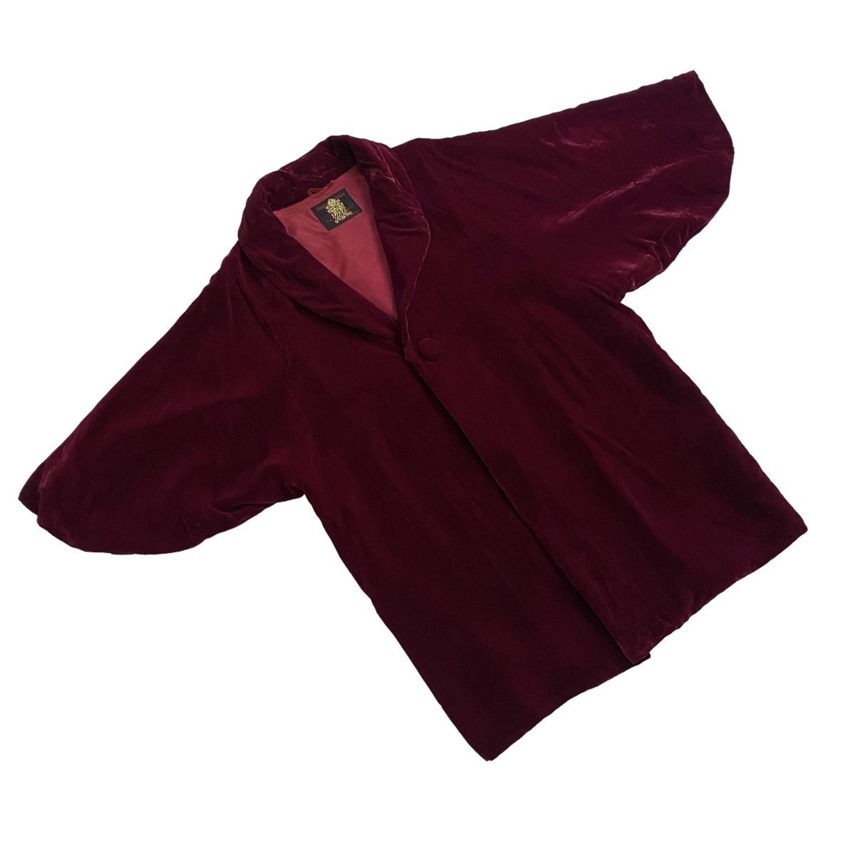 Velvet × Vintage Vintage 60s Red Velvet Collared Kimono Jacket Size XL / US 12-14 / IT 48-50 - 6 Thumbnail