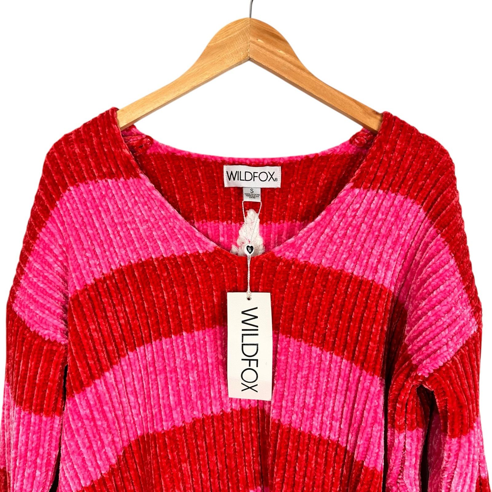 Wildfox Wildfox Heavy Chenille Red Striped Oversized Sweater Small Size S / US 4 / IT 40 - 4 Thumbnail