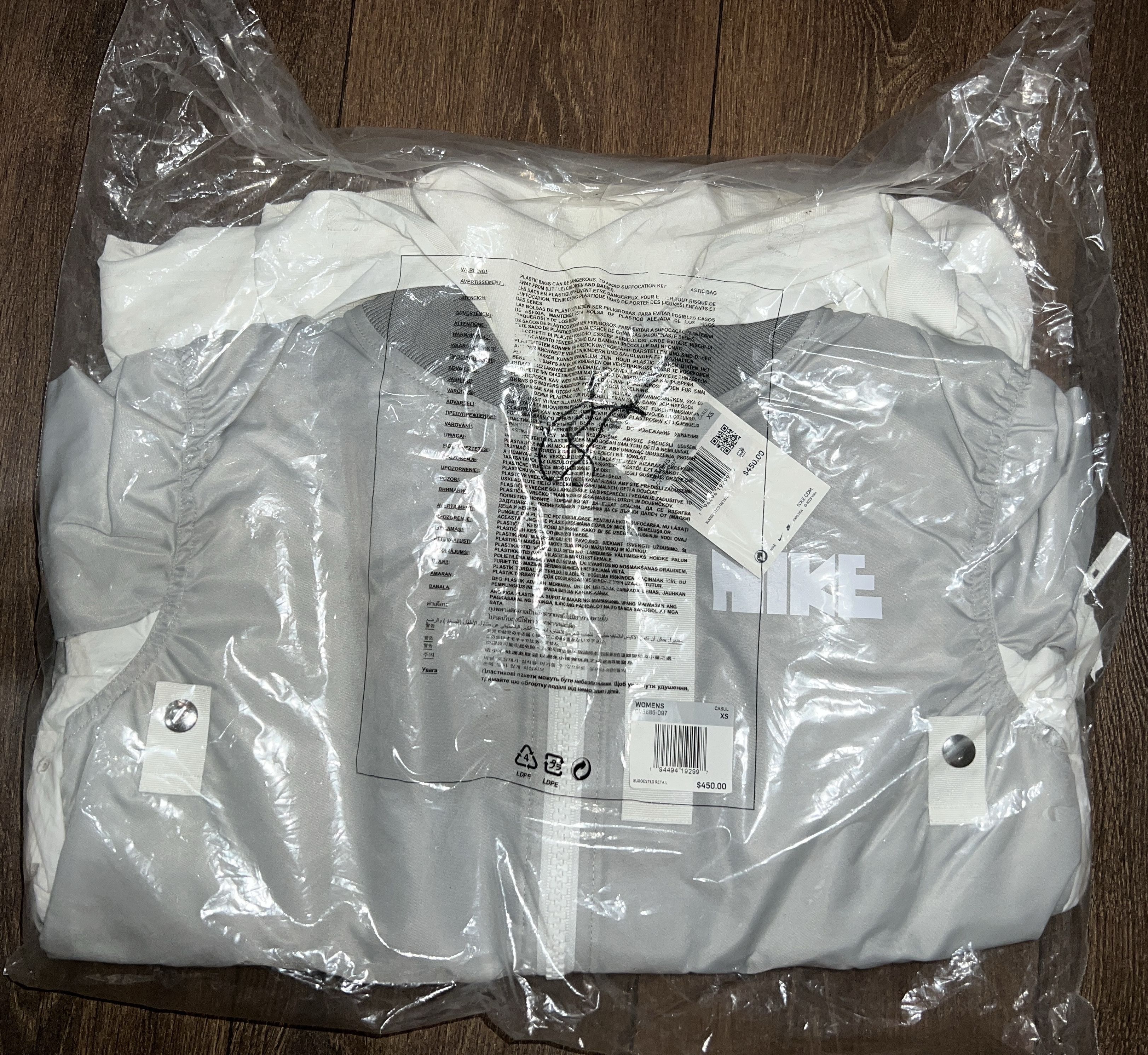 Nike × Sacai Nike x Sacai Layered Bomber hooded Jacket XS/S grey fog Size US S / EU 44-46 / 1 - 8 Thumbnail