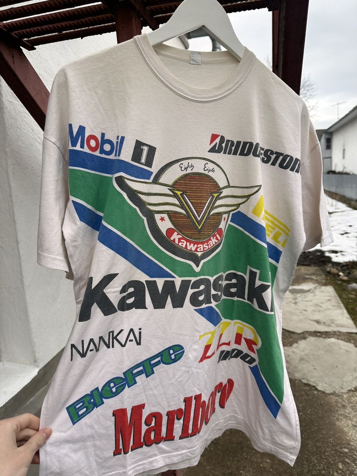 Vintage Vintage 90s Kawasaki Racing Team Tee Size XL Y2K Size US XL / EU 56 / 4 - 2 Thumbnail