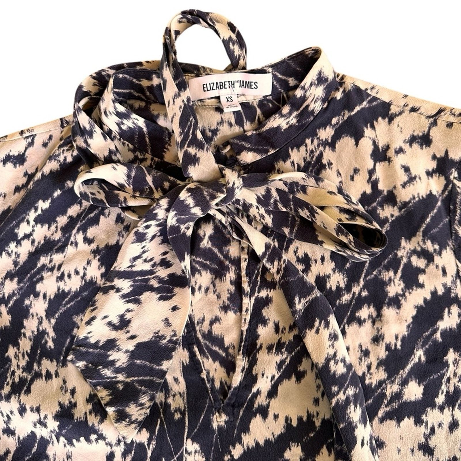 Elizabeth and James Elizabeth & James Silk Neck Bow Blouse – Blue/White Size XS / US 0-2 / IT 36-38 - 3 Thumbnail