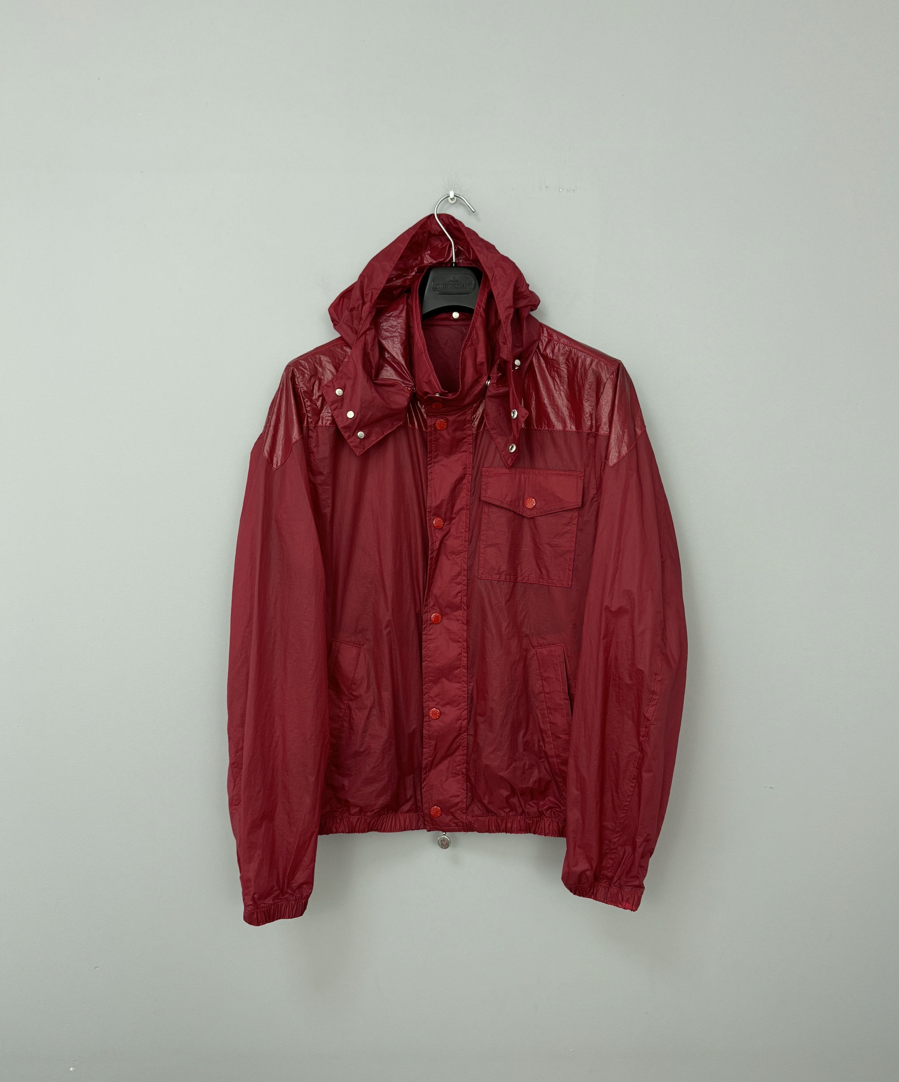 Men's Moncler Buisson Nylon Jacket Size 3 Red Hooded