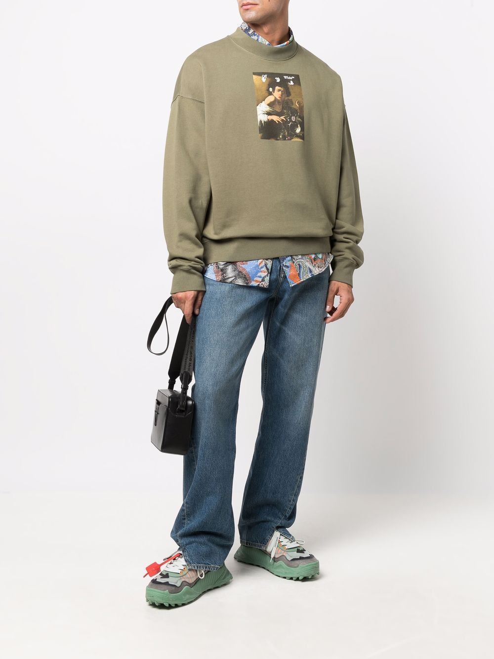 Off-White Green Caravaggio Boy Oversized Skate Sweatshirt Size US XS / EU 42 / 0 - 4 Thumbnail