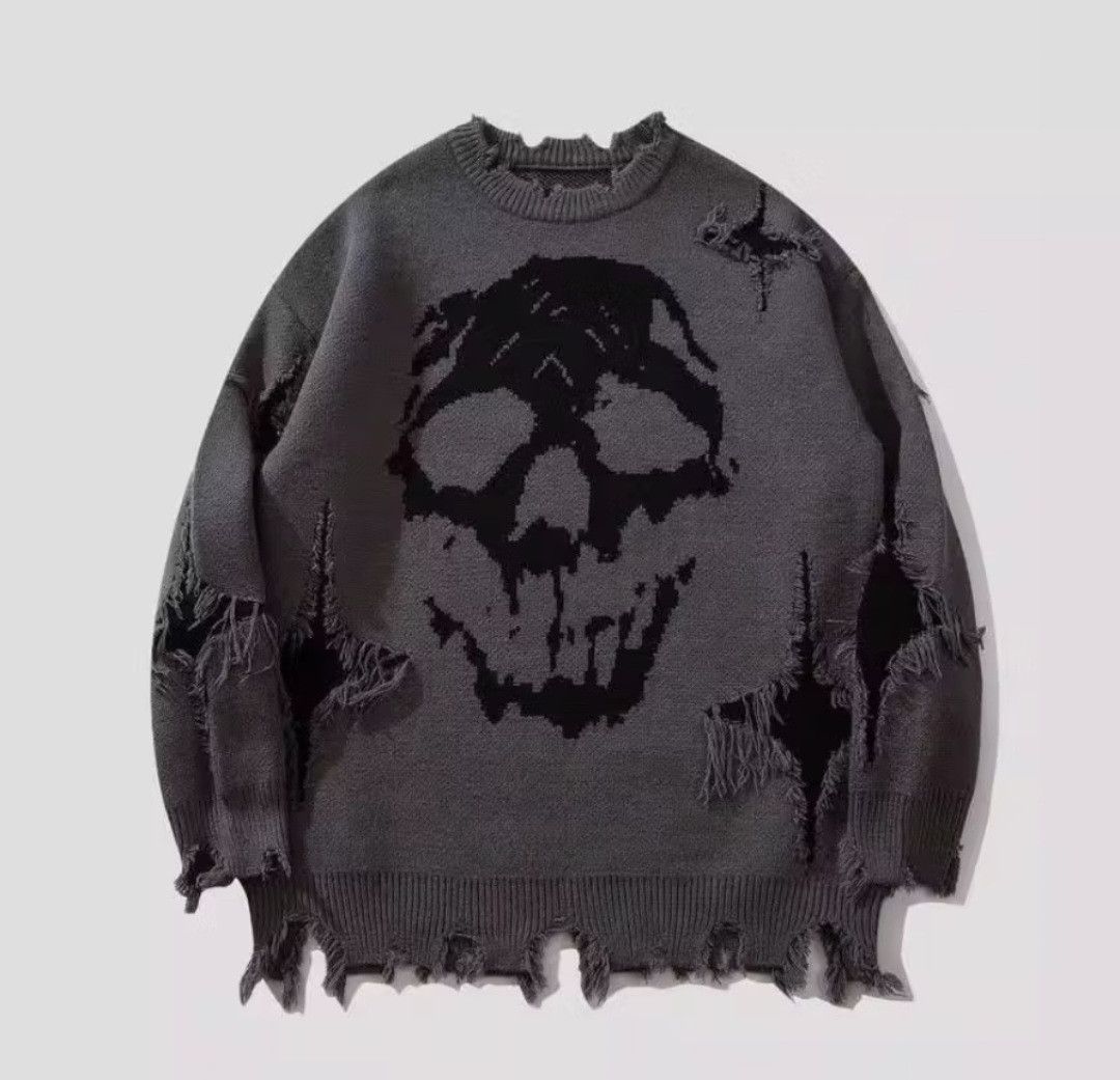 Japanese Brand Grey colour skull head sweater Size US M / EU 48-50 / 2 - 1 Thumbnail