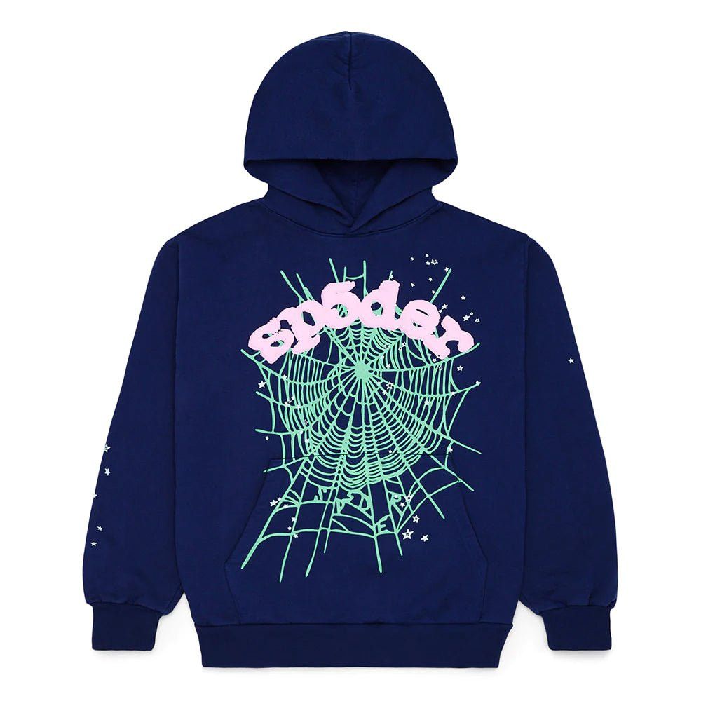 image of Spider Worldwide Sp5Der OG Web Hoodie Navy & Pink, Men's (Size Small)