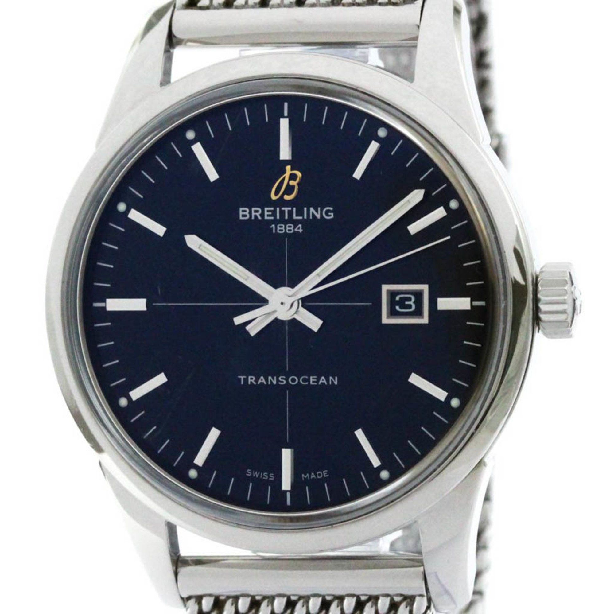 Polished Breitling Transocean Steel Automatic Mens Watch A10360 Bf575210 in Black, Women's