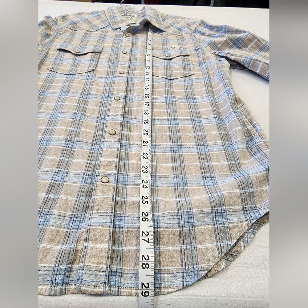 Lucky Brand LUCKY BRAND Tan Blue Plaid Shirt Western Yoke Pearl Size US S / EU 44-46 / 1 - 6 Thumbnail