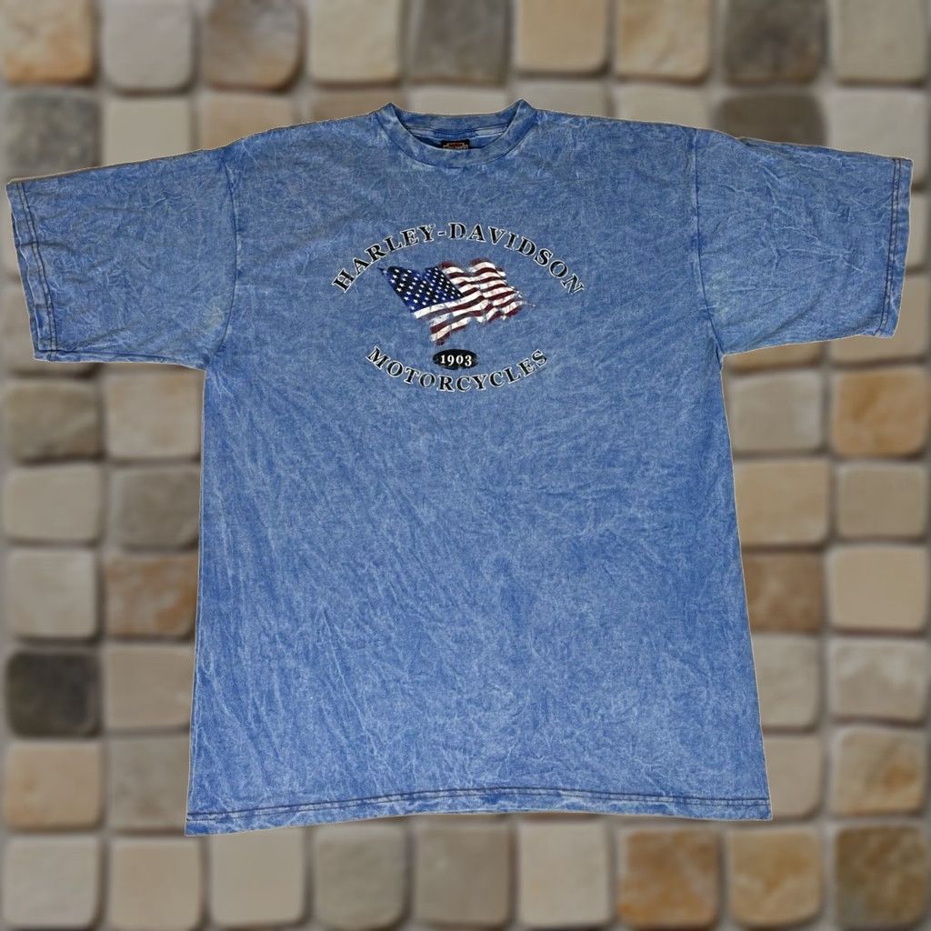 Harley Davidson VINTAGE Harley-Davidson Shirt XL Blue Tie Dye 2001 Daytona Beach Made in USA Mens T-Shirt Size US XL / EU 56 / 4 - 1 Thumbnail