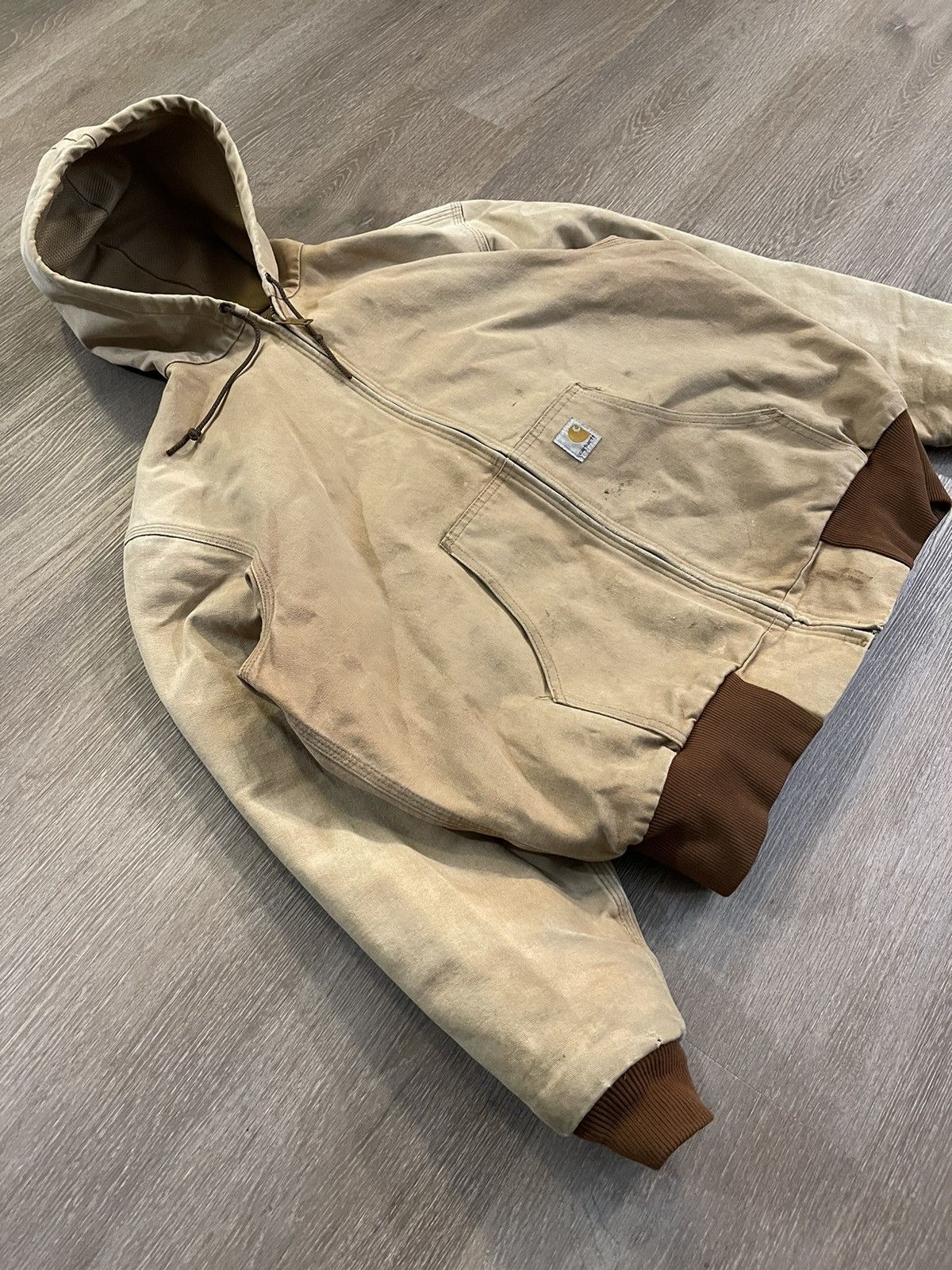 Carhartt × Vintage Y2K Distressed Tan Carhartt Jacket Paint Stains Size US L / EU 52-54 / 3 - 2 Thumbnail