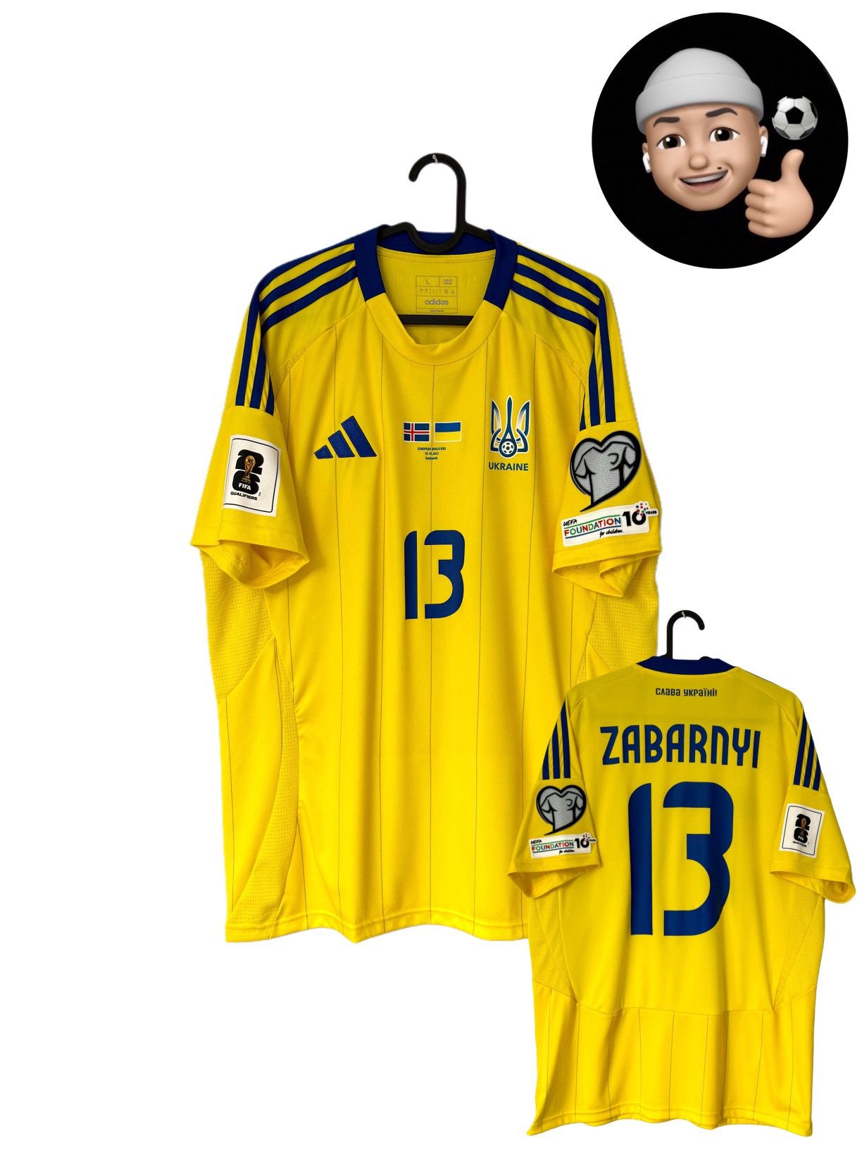 Adidas 2024 2025 Ukraine PSG Zabarnyi Issue Soccer Jersey Shirt Kit Size US L / EU 52-54 / 3 - 1 Thumbnail