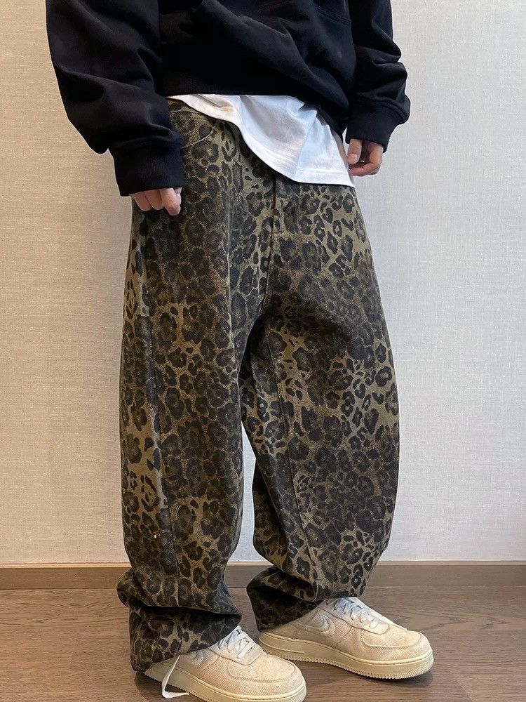 Image of Vintage Avant Garde Y2K Leopard Baggy Loose Pants, Men's (Size 30)