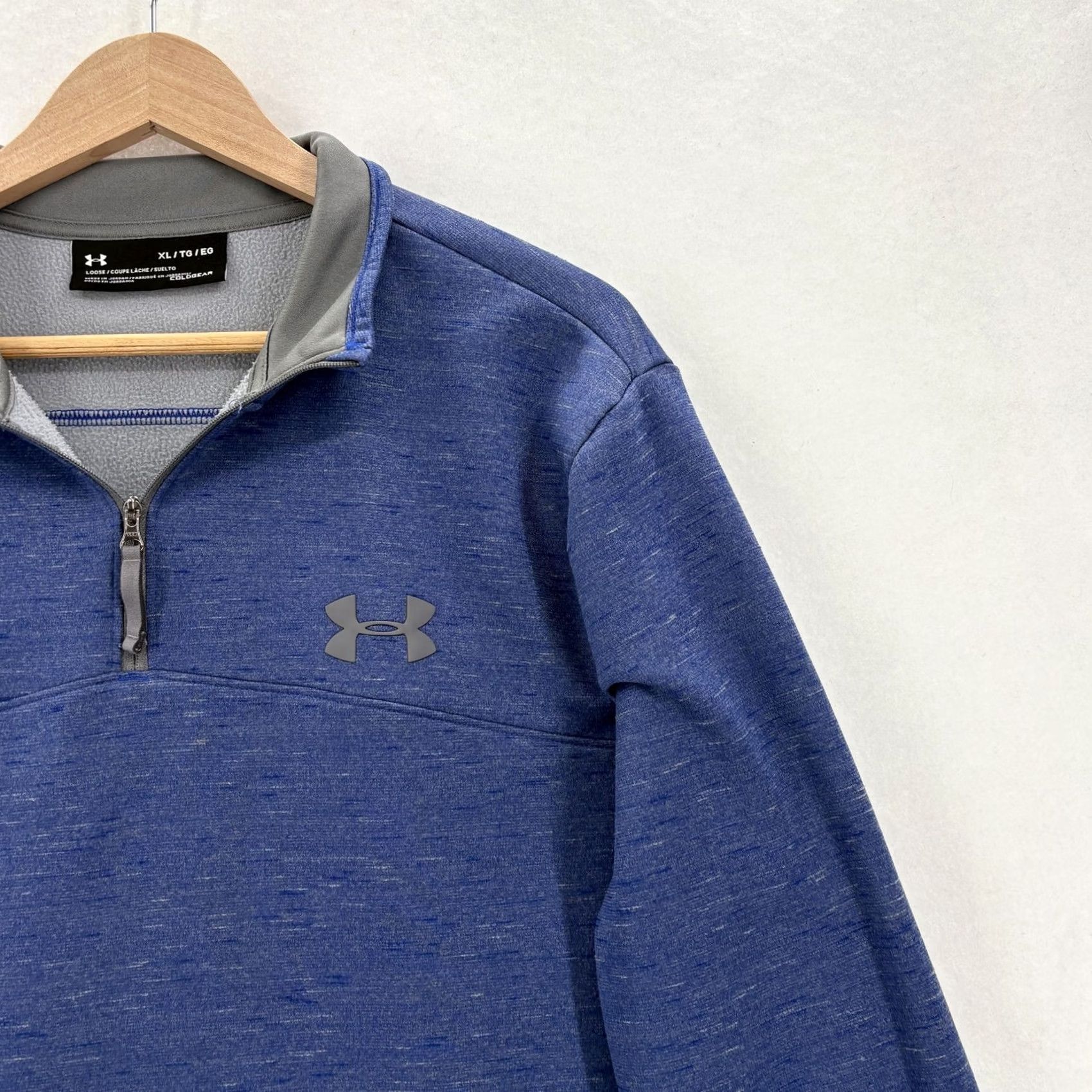 Under Armour Under Armour ColdGear Pullover Mens XL Blue 1/4 Zip Thermal Mock Neck Fleece Sweatshirt Size US XL / EU 56 / 4 - 2 Thumbnail