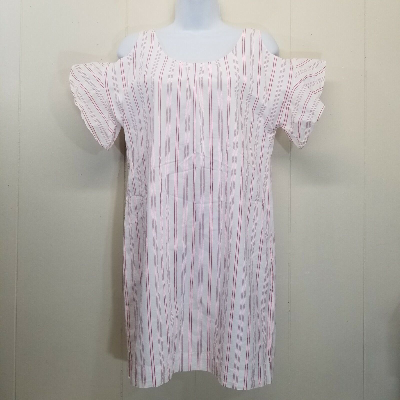Madewell Madewell XS Dress Cold Shoulder Pink White Striped Shift Ros Size XS / US 0-2 / IT 36-38 - 1 Thumbnail