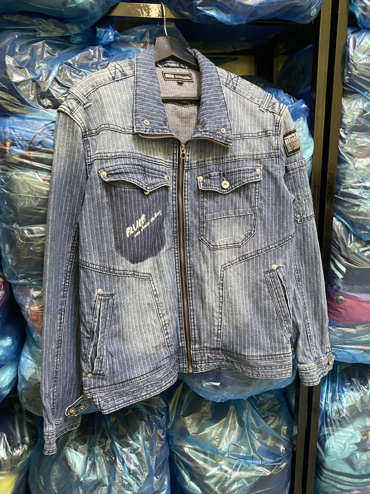Other VINTAGE BLUE B DENIM WORKER JACKET Size US L / EU 52-54 / 3 - 5 Thumbnail