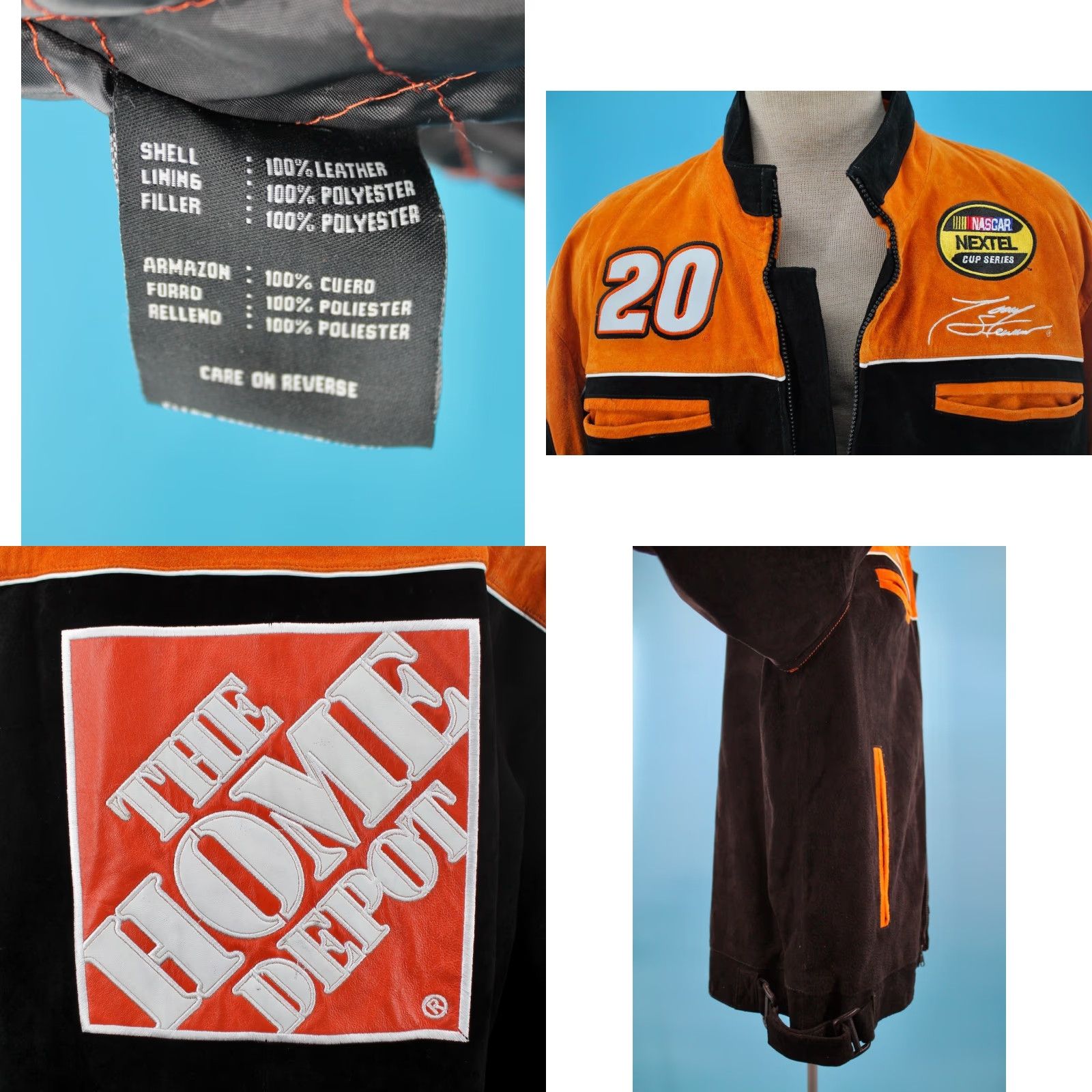 Chase Authentics NASCAR Jacket Mens VTG Suede Leather Tony Stewart Chase Authentics XL Orange Racing Jacket Size US XL / EU 56 / 4 - 8 Thumbnail