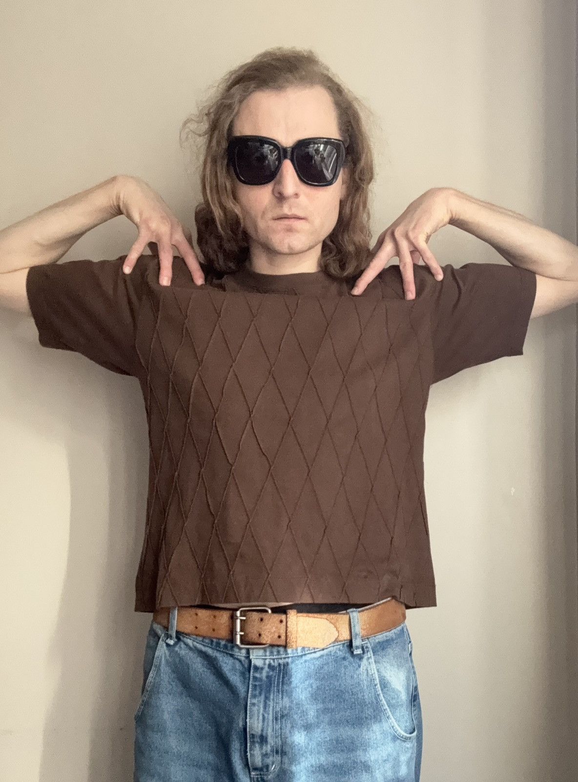 Issey Miyake Issey Miyake Men SS02 Textured Diamond Knit Tee Size US M / EU 48-50 / 2 - 9 Thumbnail