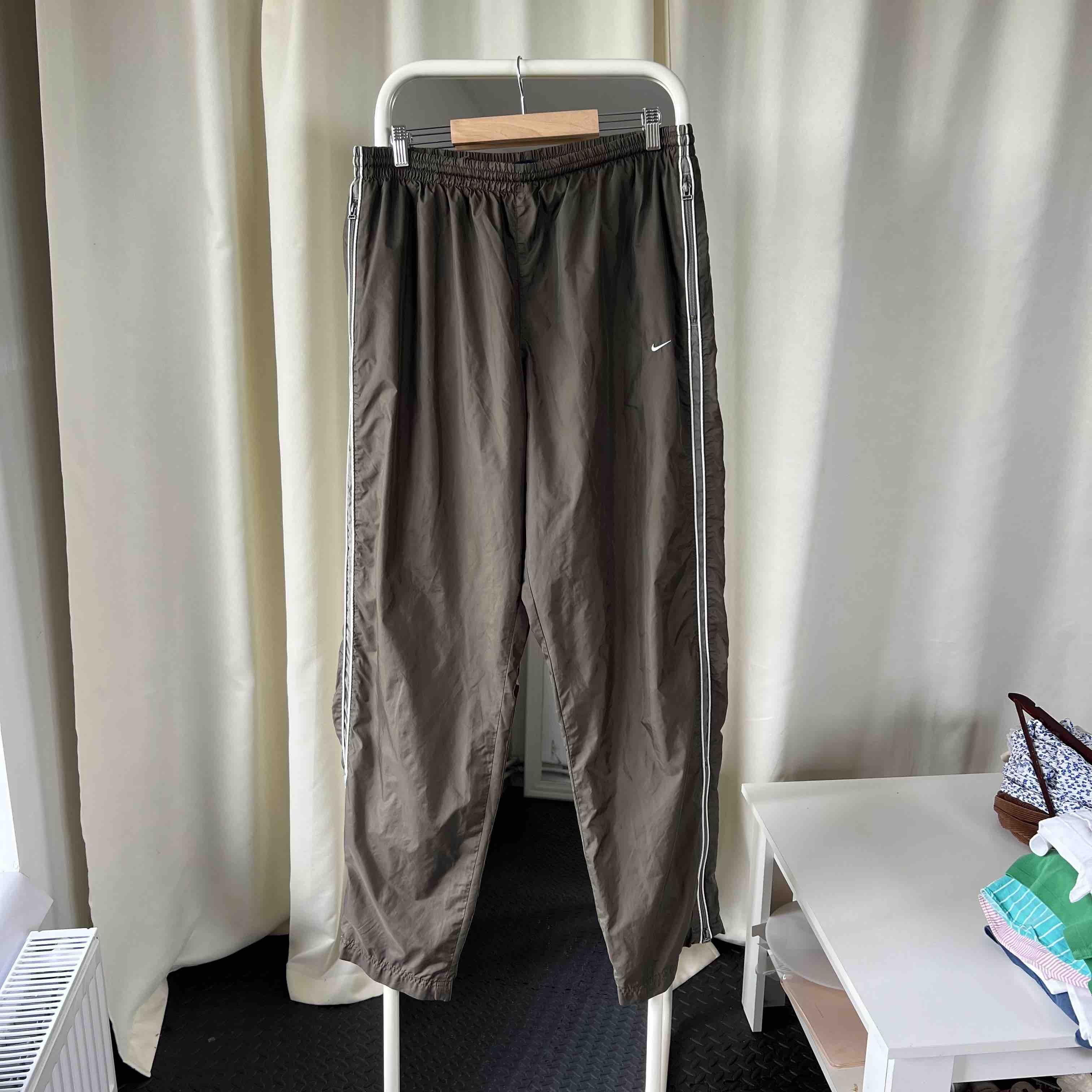 Vintage Y2K Nike Mini Swoosh Nylon Brown Trackpants Sz XL
