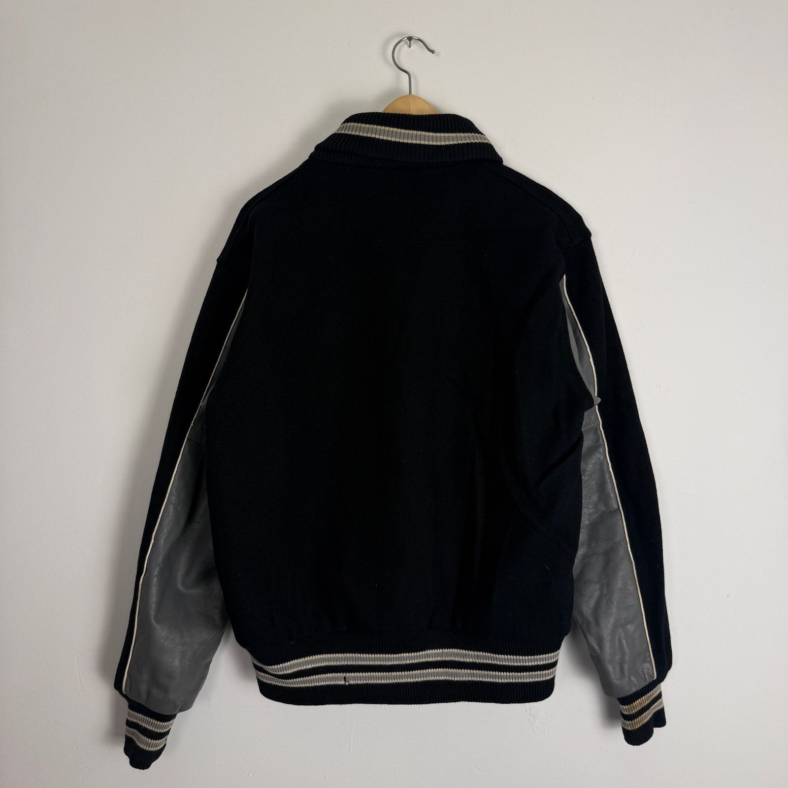 Vintage Vintage 50s Wool Leather Varsity Jacket Shawl Collar Large Size US L / EU 52-54 / 3 - 2 Thumbnail
