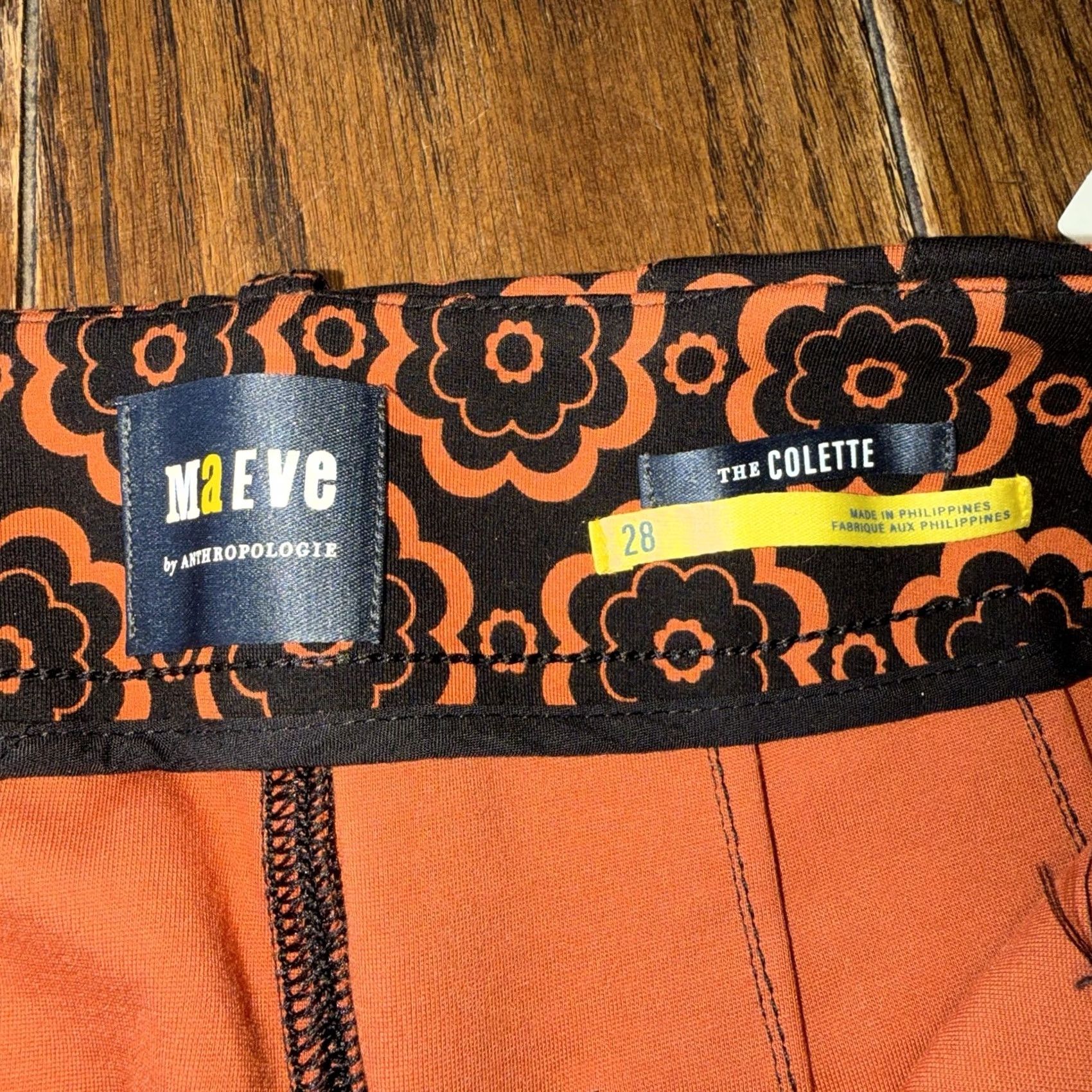 Anthropologie VINTAGE Anthropologie Maeve The Colette Pants Wide-Leg Black Orange Motif New Size 28" / US 6 / IT 42 - 5 Thumbnail