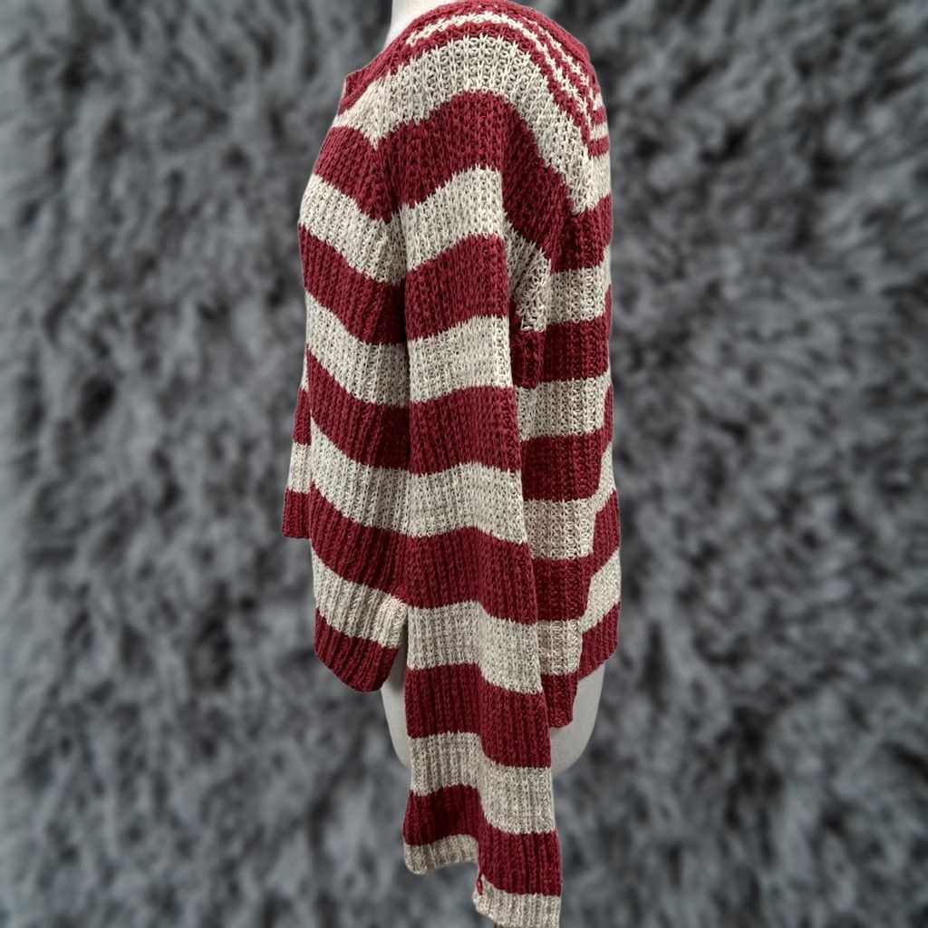 Vintage Pilcro Anthropologie Bell Sleeve Henley Sweater Women’s XL Striped Coastal Pink Cream Coastal Nautical Slouchy Crew Mens Women Girls Size XL / US 12-14 / IT 48-50 - 1 Thumbnail