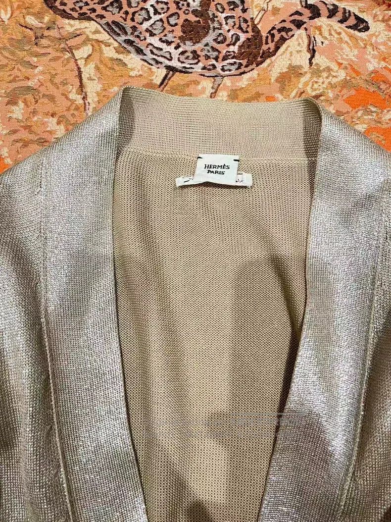 Hermes Hermes Gold Thread Embellished Cardigan Size S / US 4 / IT 40 - 6 Thumbnail