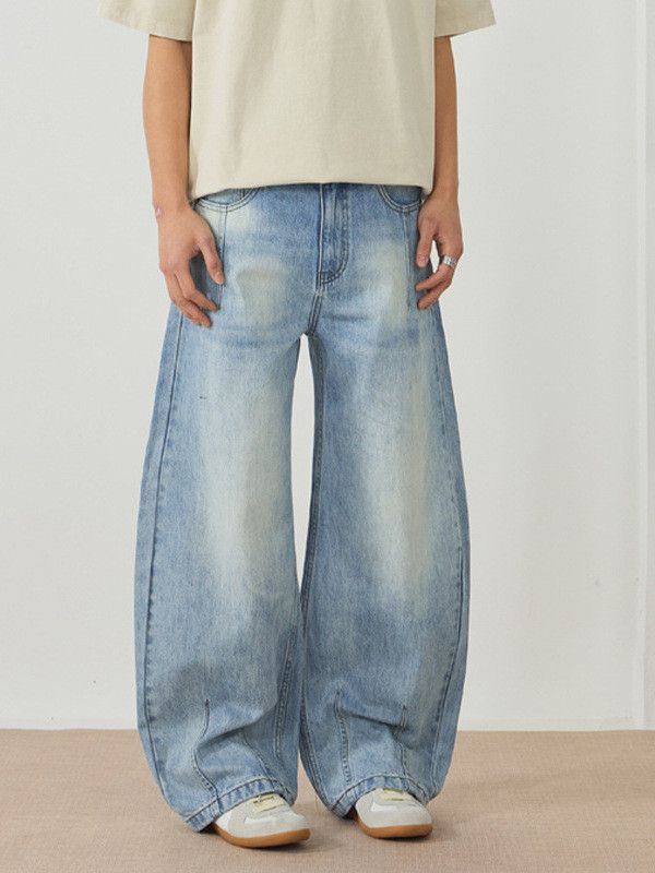 Vintage Men's wide-leg loose washed distressed scimitar jeans Size US 32 / EU 48 - 3 Thumbnail