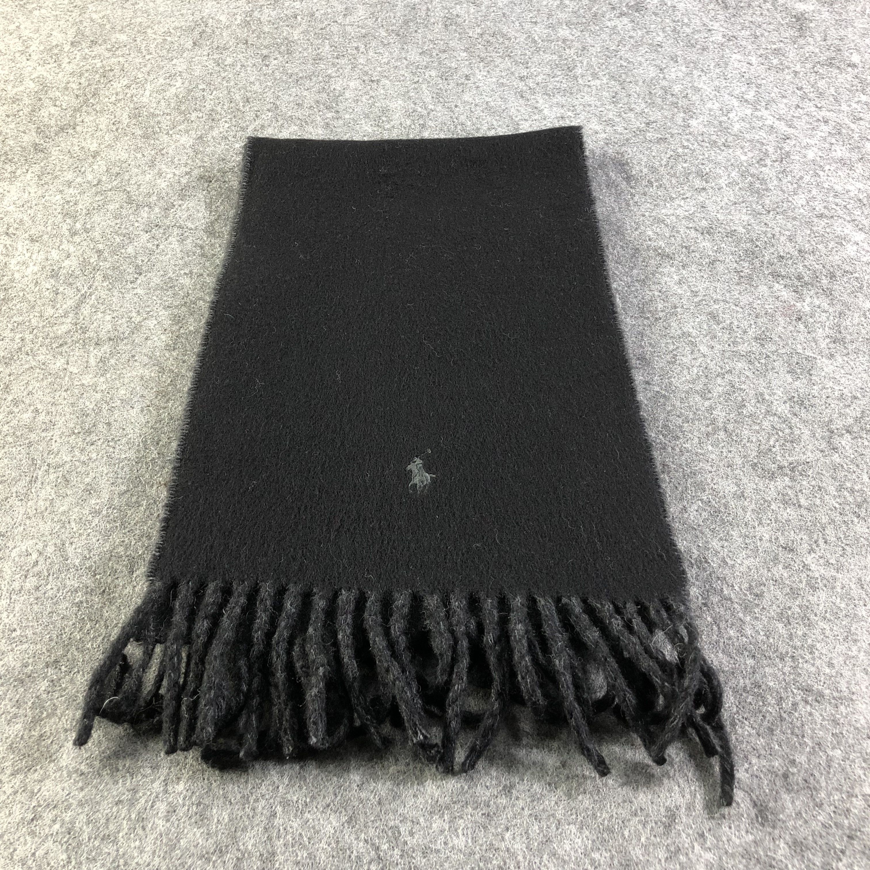Polo Ralph Lauren Polo Ralph Lauren Plain Black Wool Scarf Muffler V1603 Size ONE SIZE - 2 Thumbnail