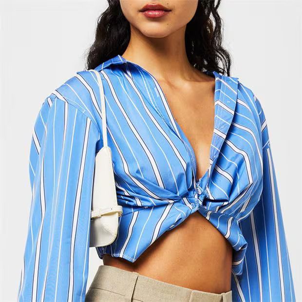 Jacquemus o1g2r1mq1024 Shirt in Blue Stripes Size M / US 6-8 / IT 42-44 - 3 Thumbnail
