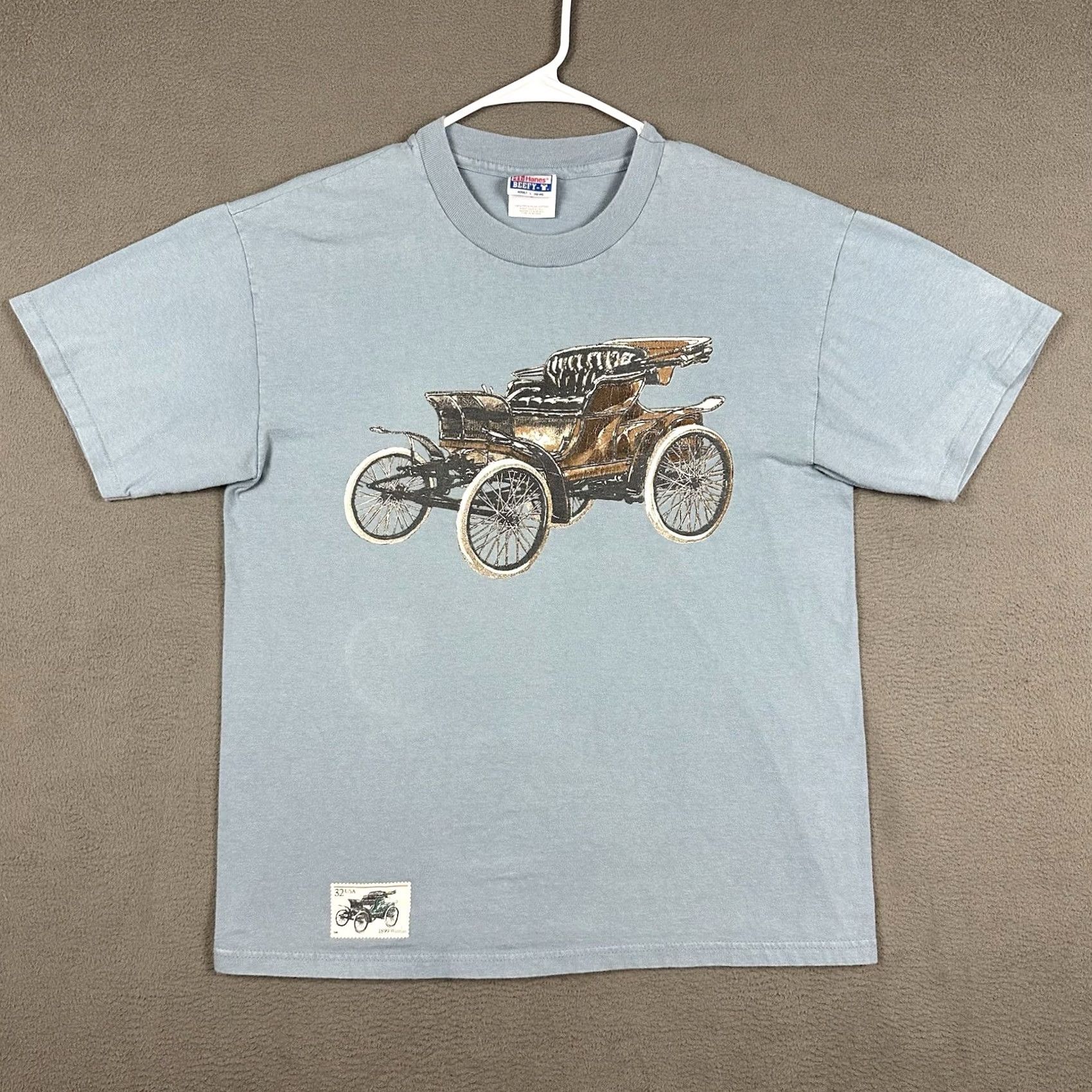 Hanes VINTAGE Hanes Car Shirt Mens Large Blue 1990s Graphic Print All Seasons Double-Sided Crew Neck Short Sleeve T-Shirt 1995 Vintage Goods Size US L / EU 52-54 / 3 - 2 Thumbnail