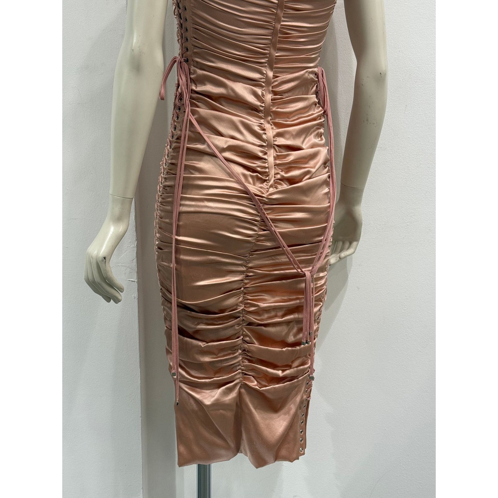 Dolce & Gabbana S/S2003 Dolce & Gabbana lace-up bondage ruched silk dress Size M / US 6-8 / IT 42-44 - 7 Thumbnail