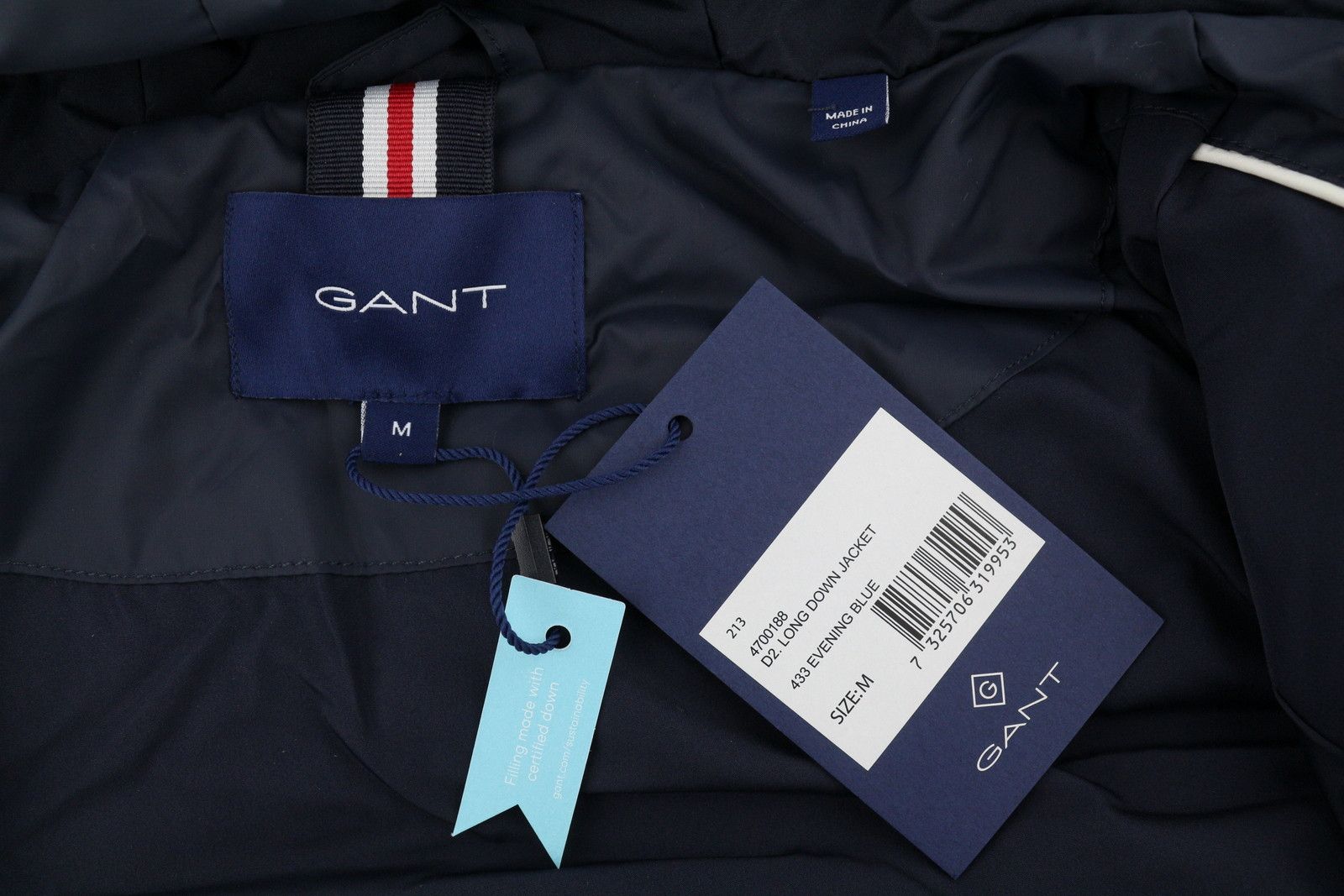 Gant LONG DOWN M Evening Blue Quilted Jacket 87272 Size M / US 6-8 / IT 42-44 - 6 Thumbnail