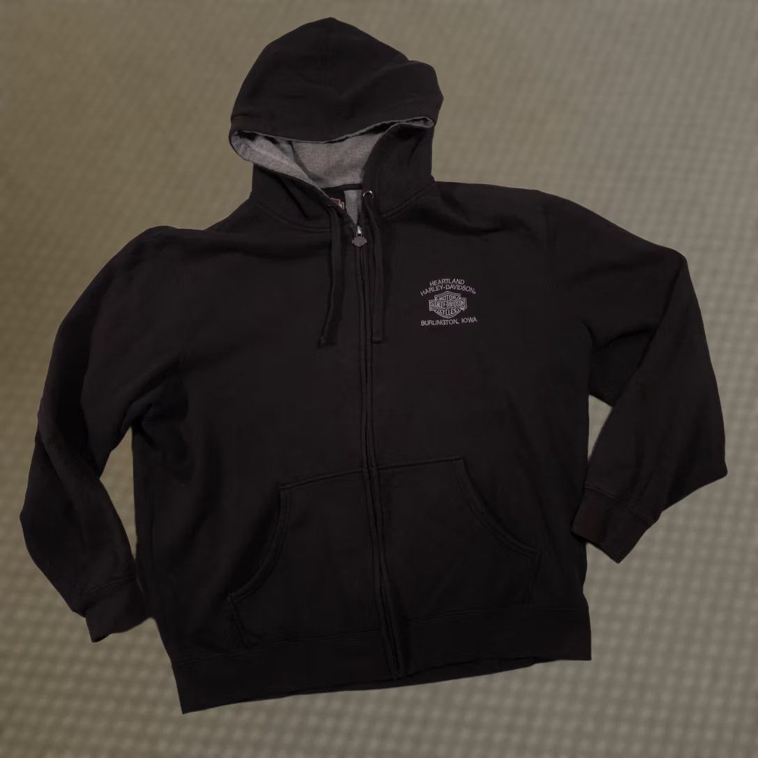 Harley Davidson Harley-Davidson Hoodie Sweatshirt Mens XL Black Full Zip Lined Bar Shield Iowa Size US XL / EU 56 / 4 - 1 Thumbnail