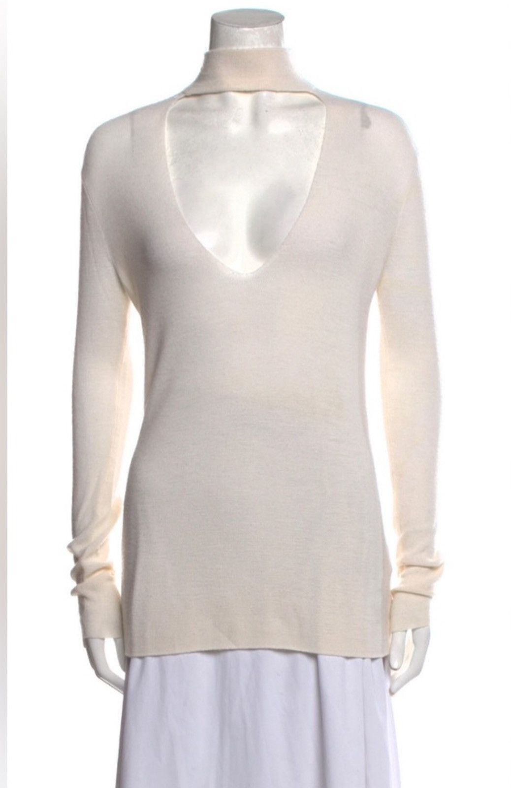 image of A L C A.l.c. Designer Merino Wool Tunic Cardigan Ivory/white - Xs, Women's