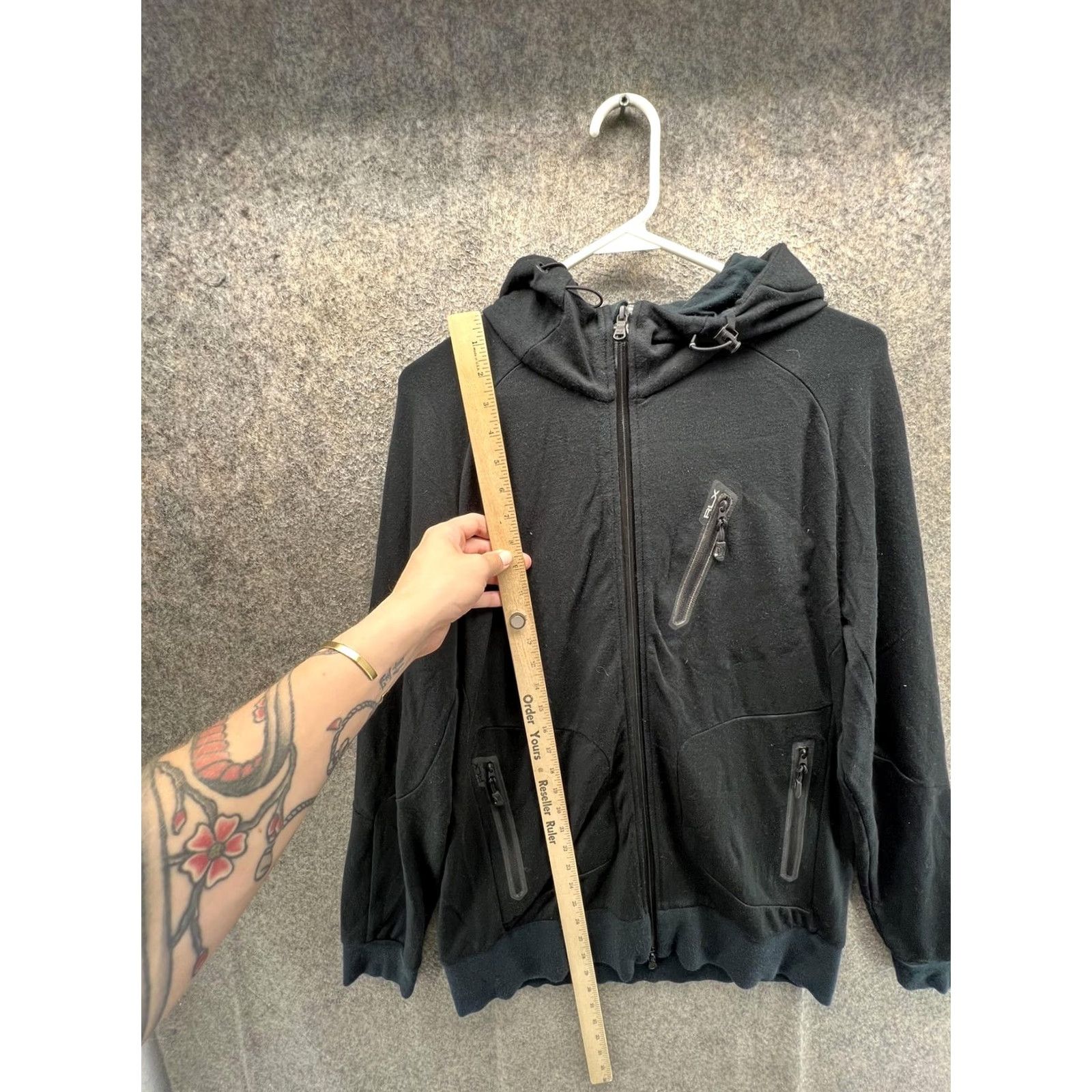 RLX Ralph Lauren RLX Ralph Lauren Hoodie Mens Large Black Full Zip Knit Sweatshirt Pockets Zip Front Size US L / EU 52-54 / 3 - 5 Thumbnail