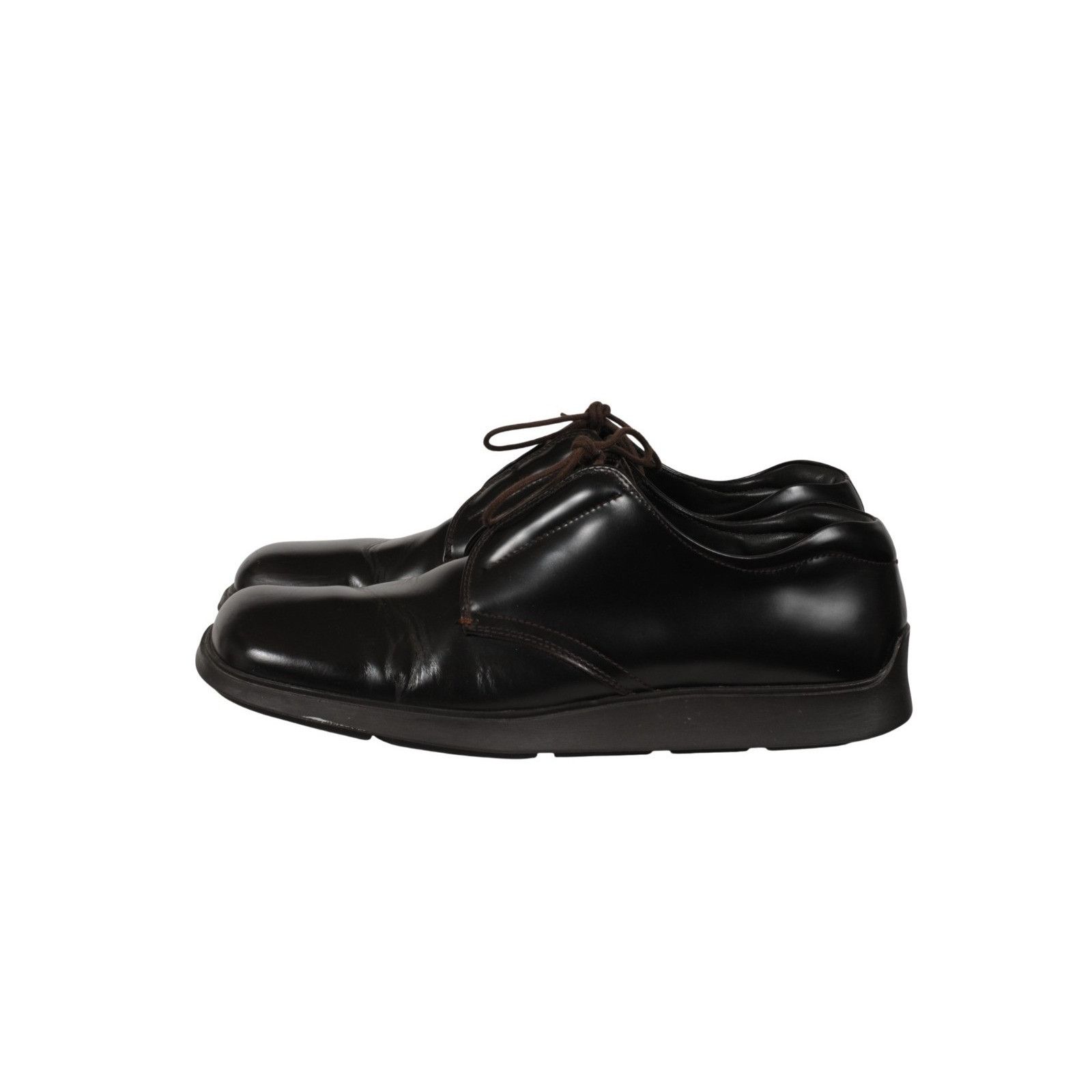 Prada Vtg 2000s Square Toe Oxfords Brown Leather - 02617 Size US 14 / EU 47 - 6 Thumbnail